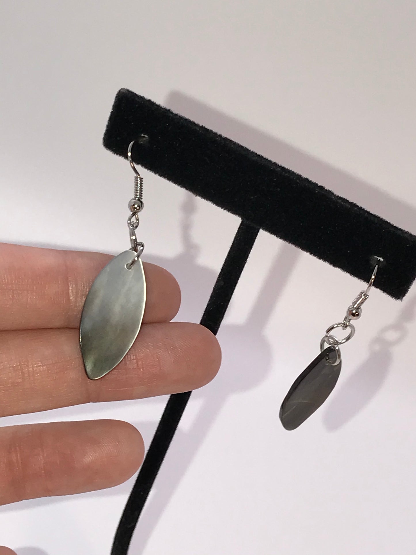 Black Lip Shell Dangle Earrings