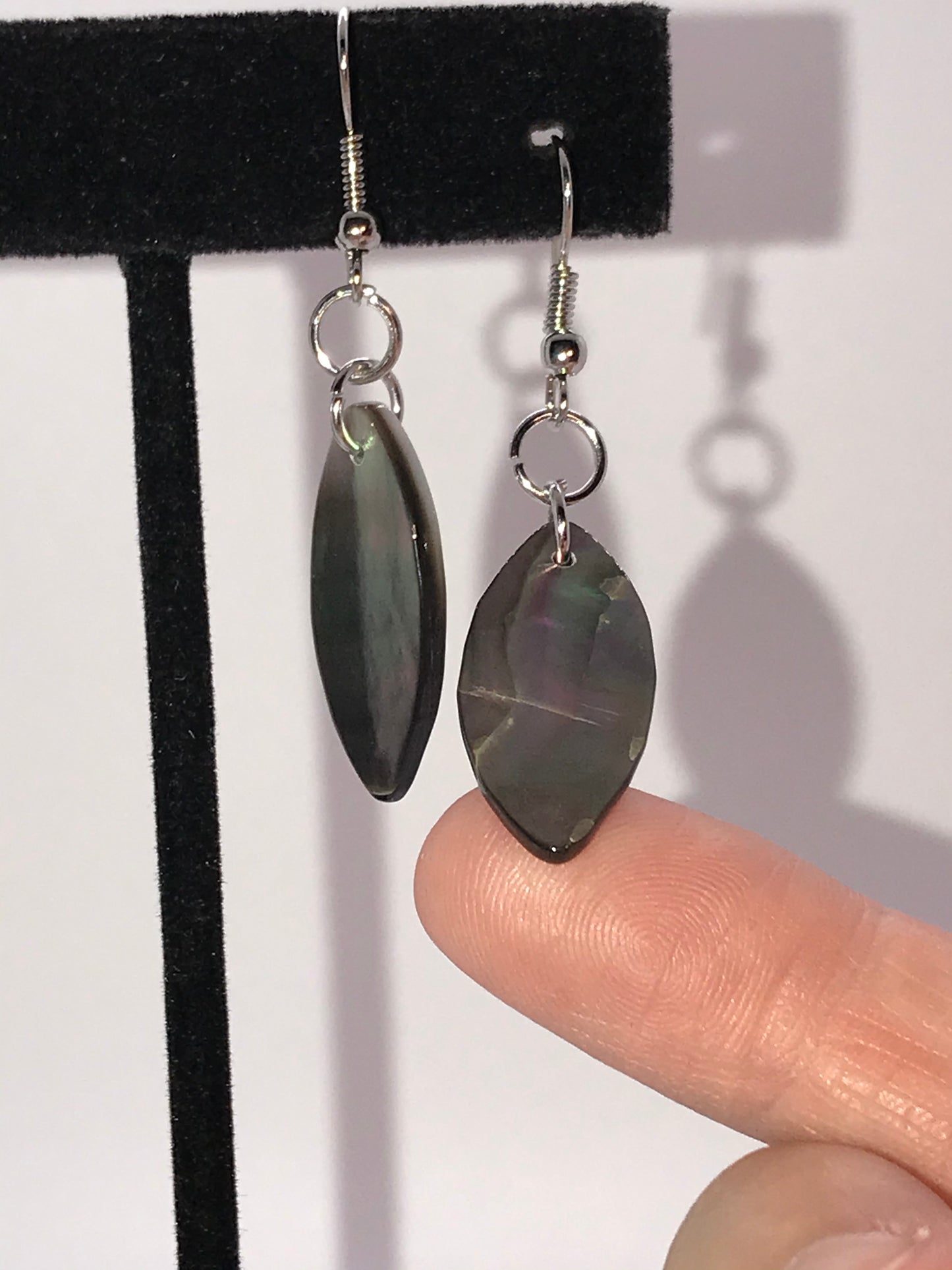 Black Lip Shell Dangle Earrings