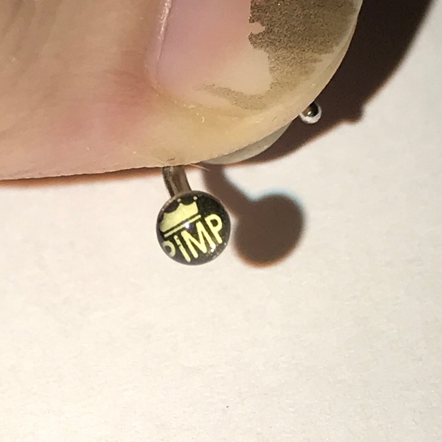 Black and White Pimp w/Crown 18 Gauge C-shaped Nose Ring