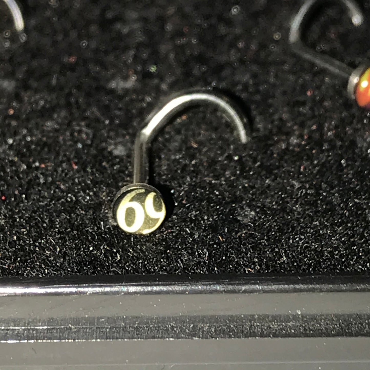 Black and White 69 18 Gauge C-shaped Nose Ring