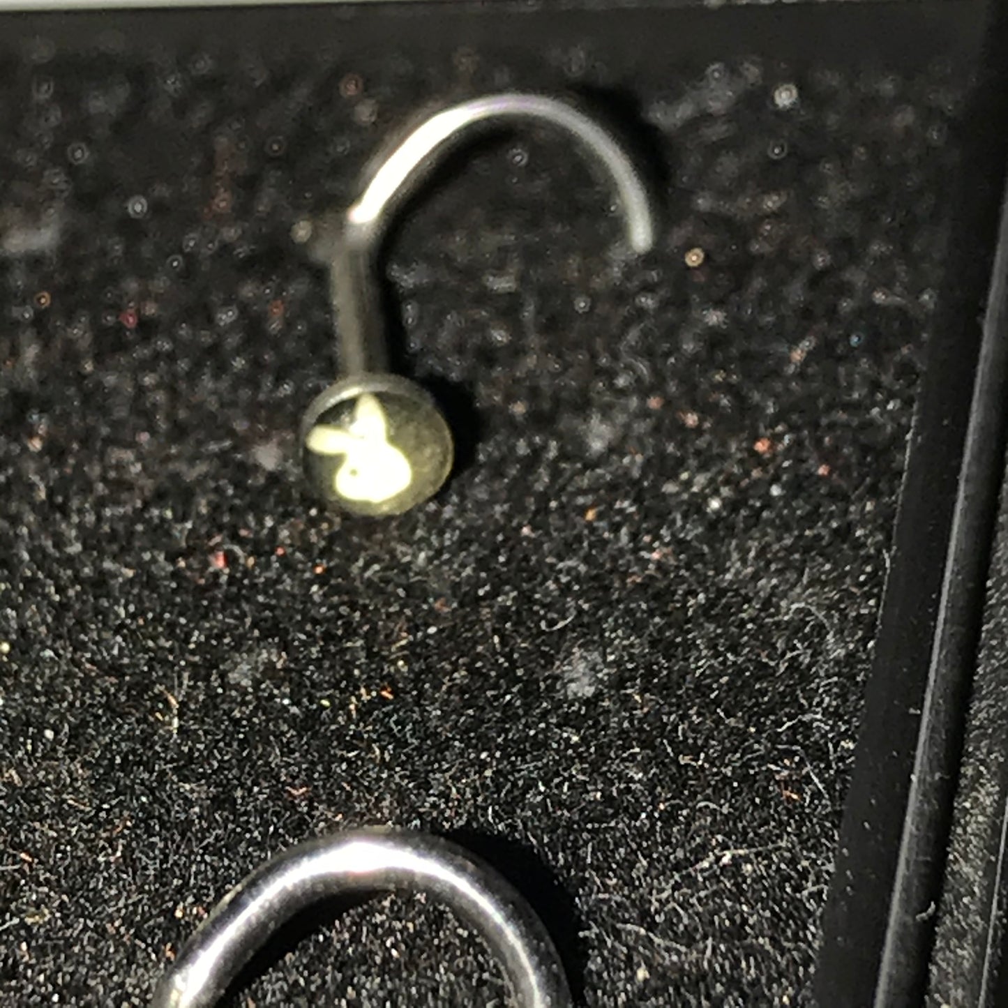 Black with White Playboy Bunny 18 Gauge C-shaped Nose Ring