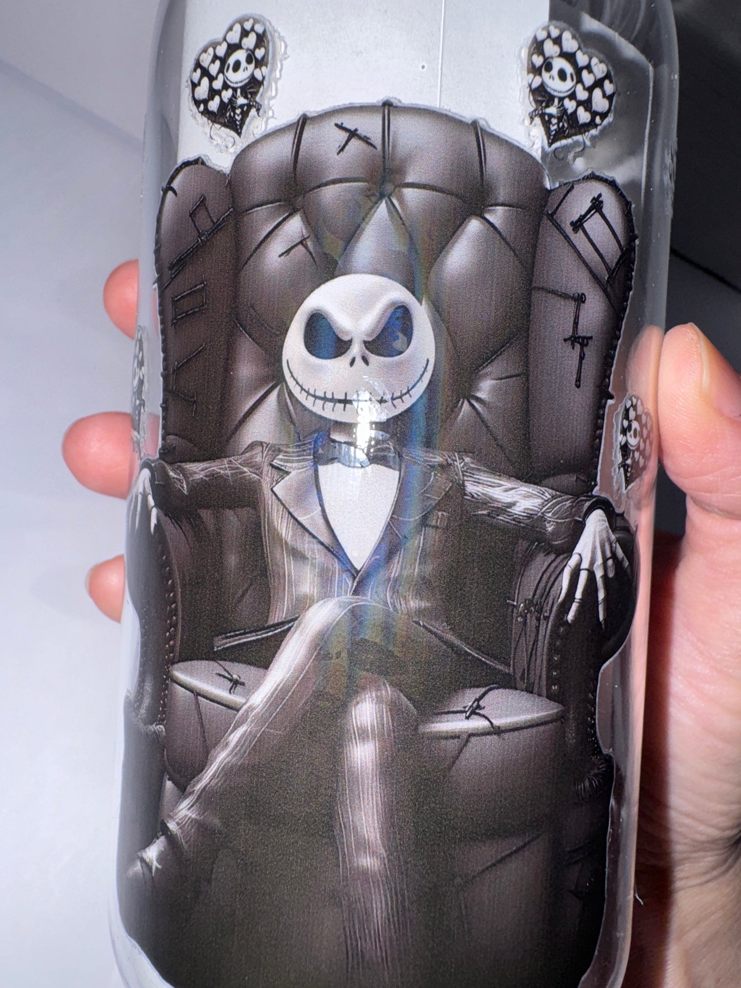 Halloween Black Leather Chair Themed 16 Oz Plastic Cup, Black and White Theme