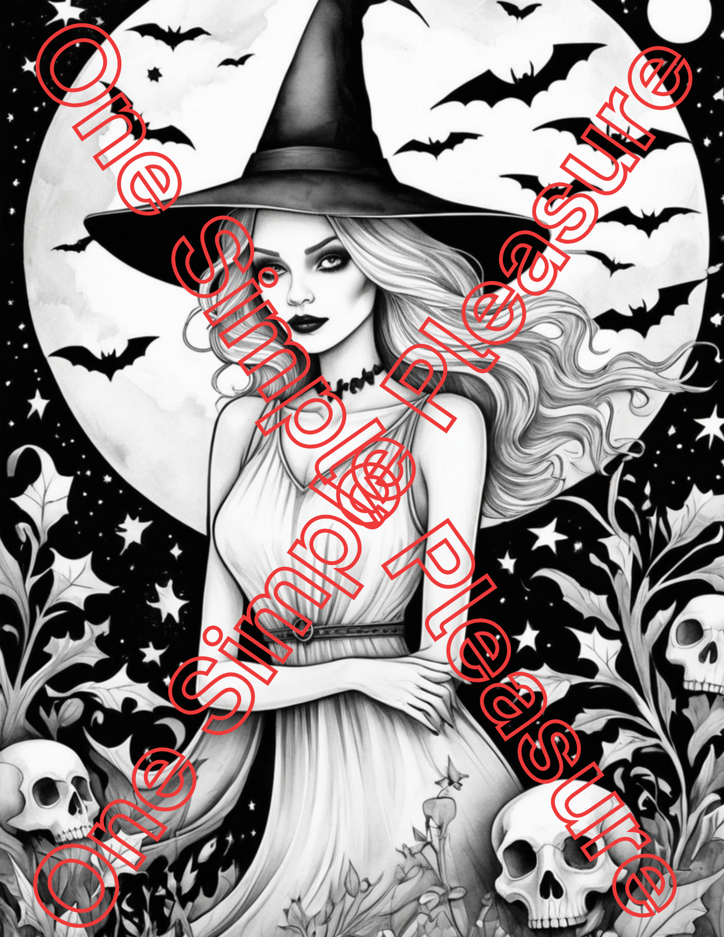 Witch and Halloween Coloring Pages, 33 pages