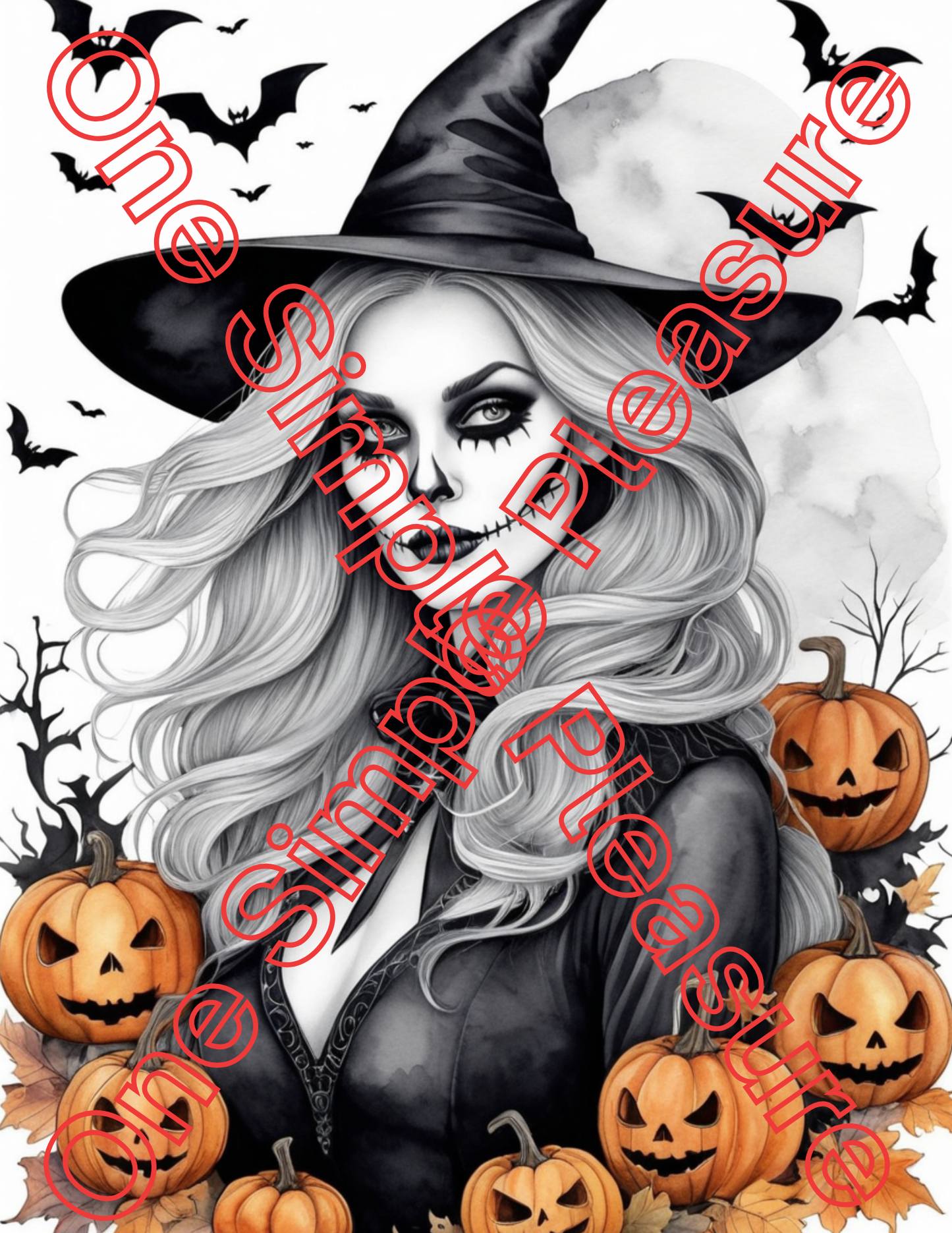 Witch and Halloween Coloring Pages, 33 pages