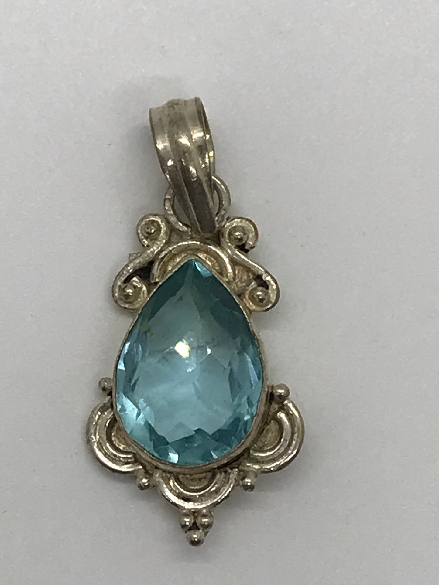 Sterling Silver Swiss Blue Topaz Teardrop Pendant