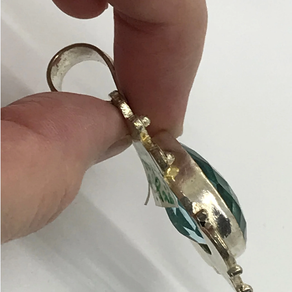 Sterling Silver Swiss Blue Topaz Teardrop Pendant