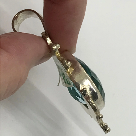 Sterling Silver Swiss Blue Topaz Teardrop Pendant