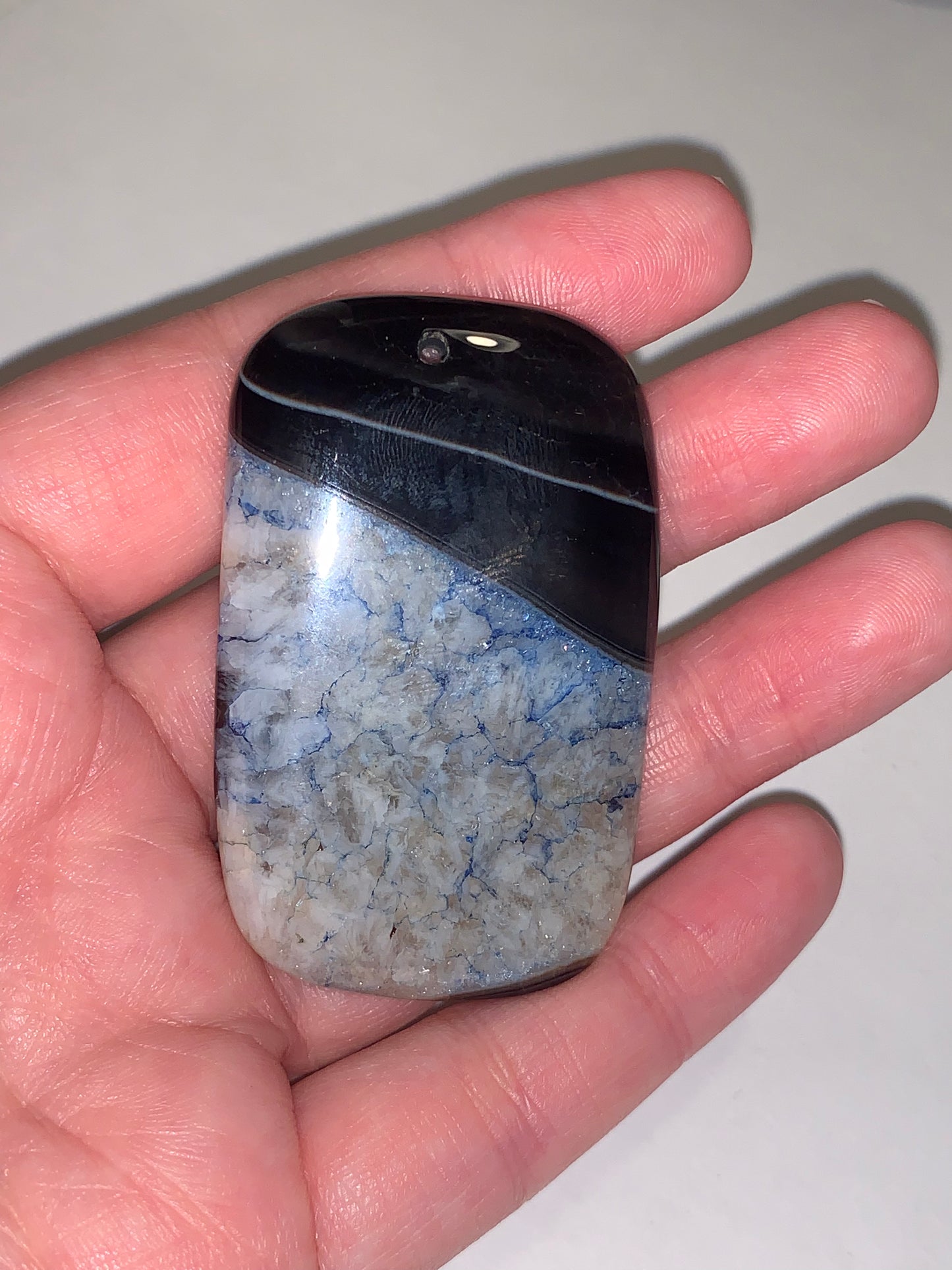 Blue and Black Smooth Druzy Quarts Rectangle Focal