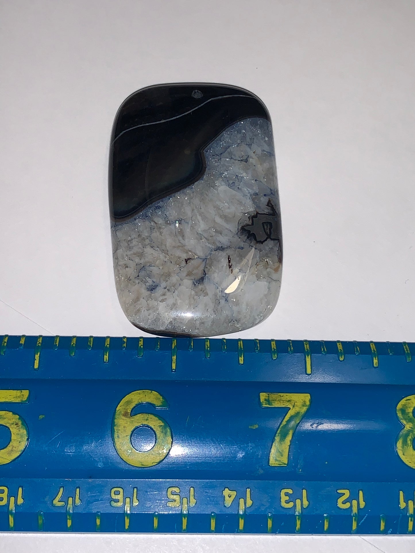 Blue and Black Smooth Druzy Quarts Rectangle Focal
