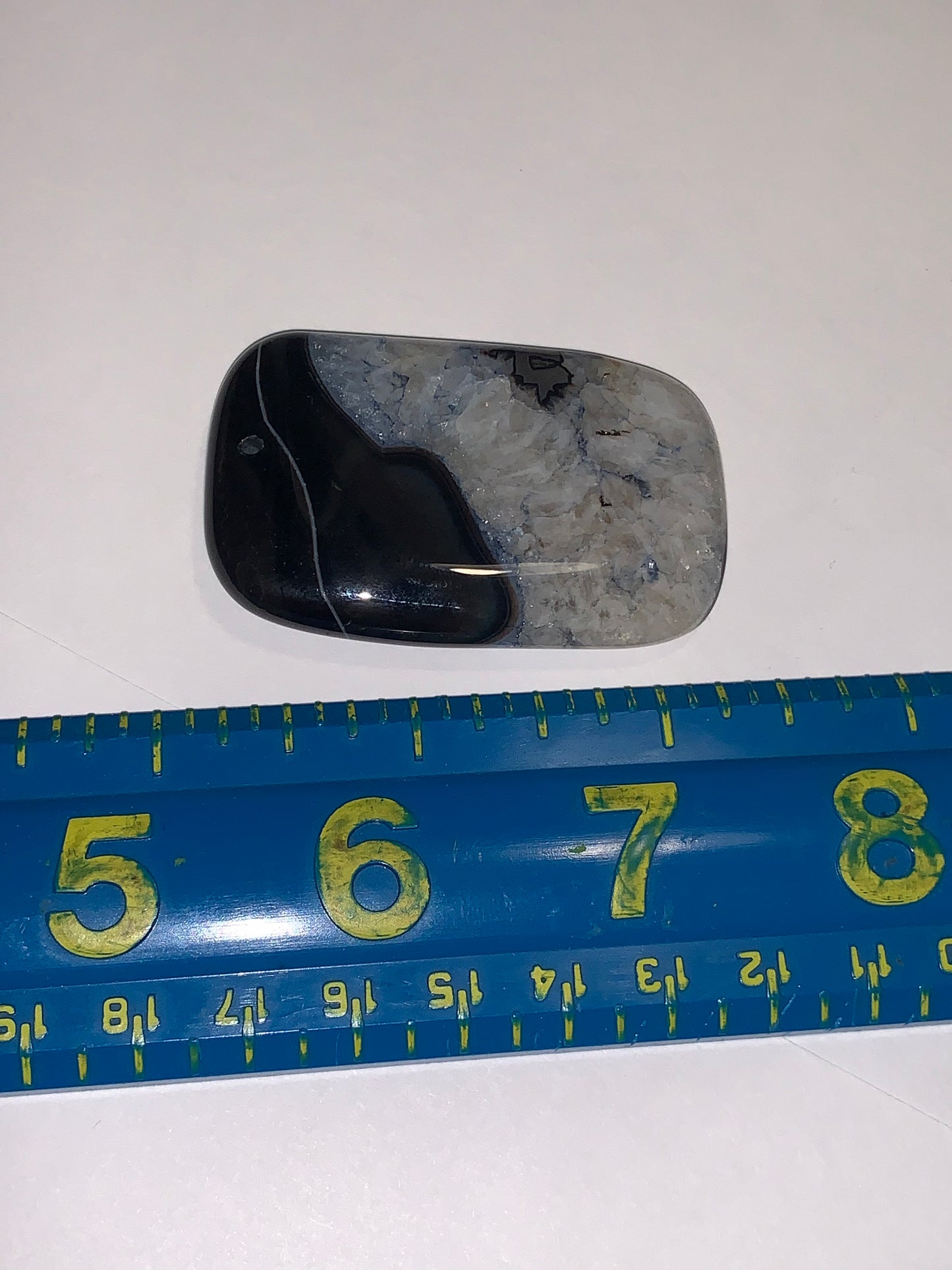 Blue and Black Smooth Druzy Quarts Rectangle Focal