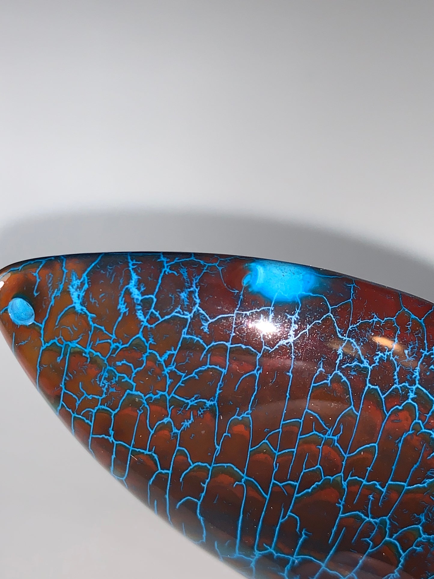 Blue and Brown Dragon Veins Agate Teardrop Pendant