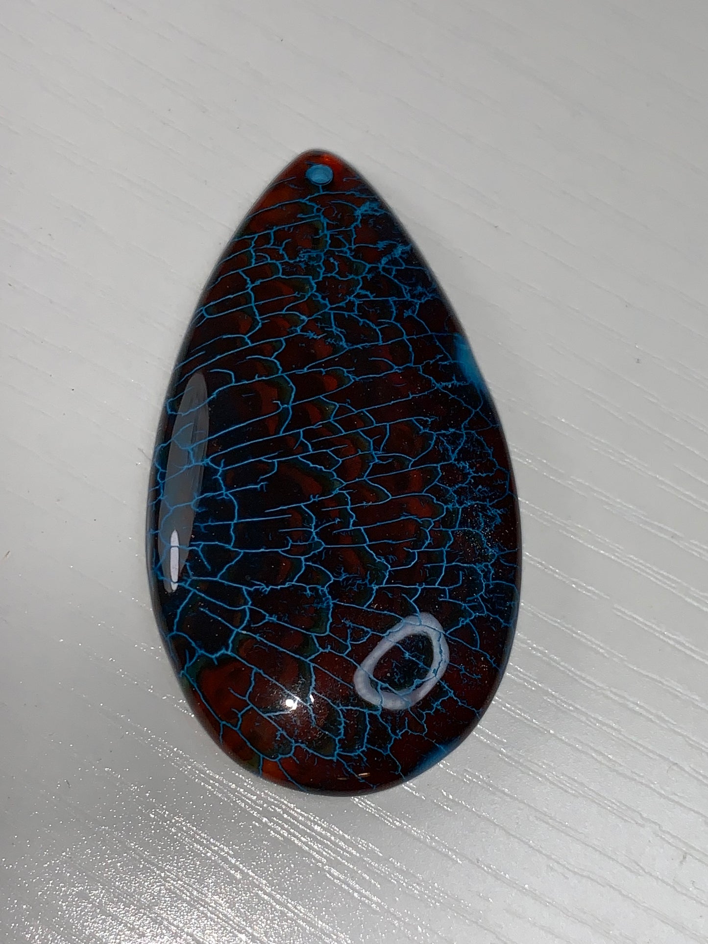 Blue and Brown Dragon Veins Agate Teardrop Pendant