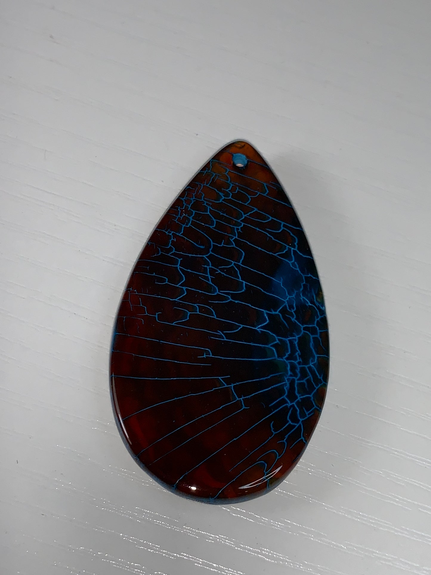 Blue and Brown Dragon Veins Agate Teardrop Pendant