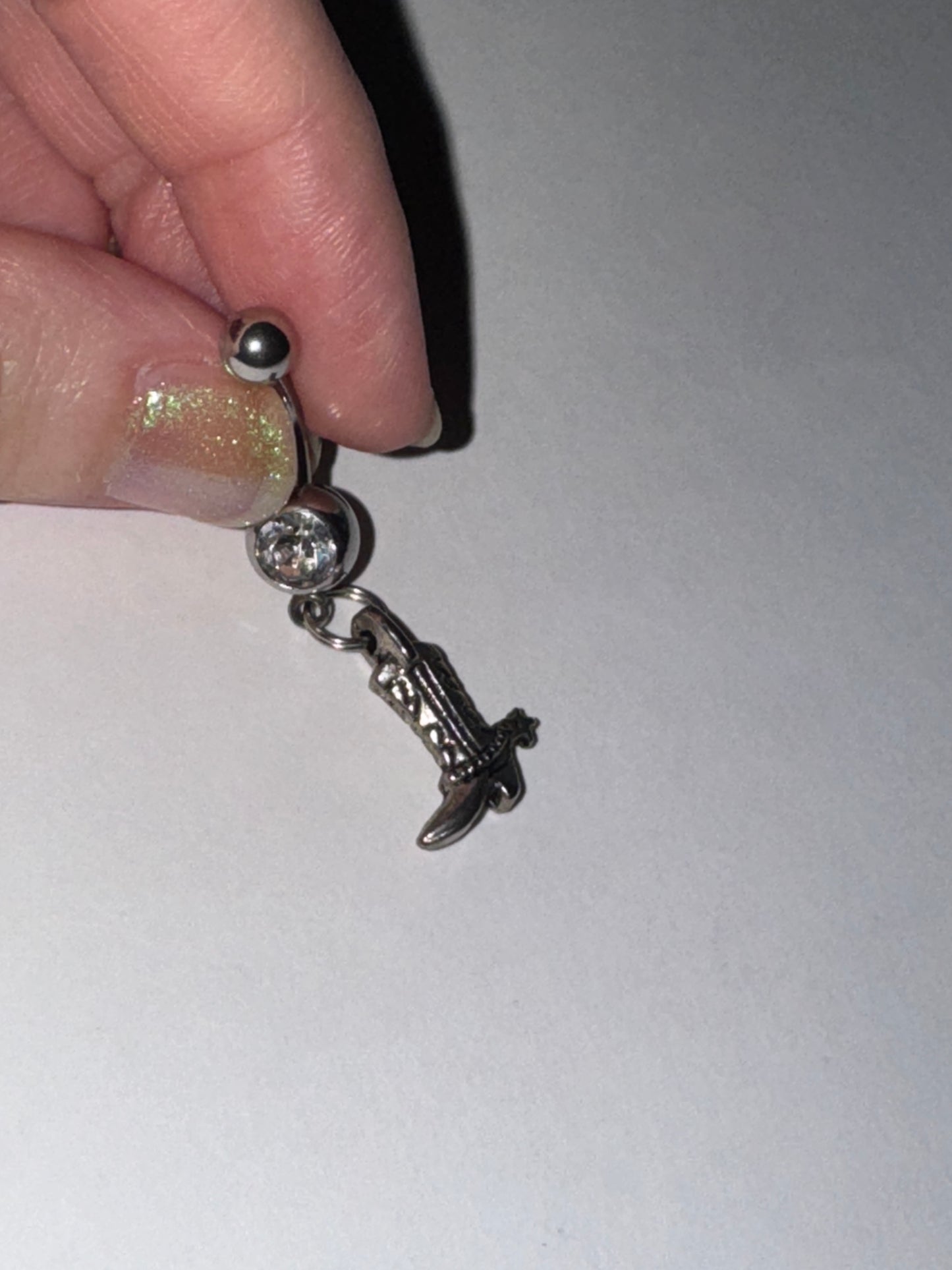 Boot With Spur Dangle Belly Ring