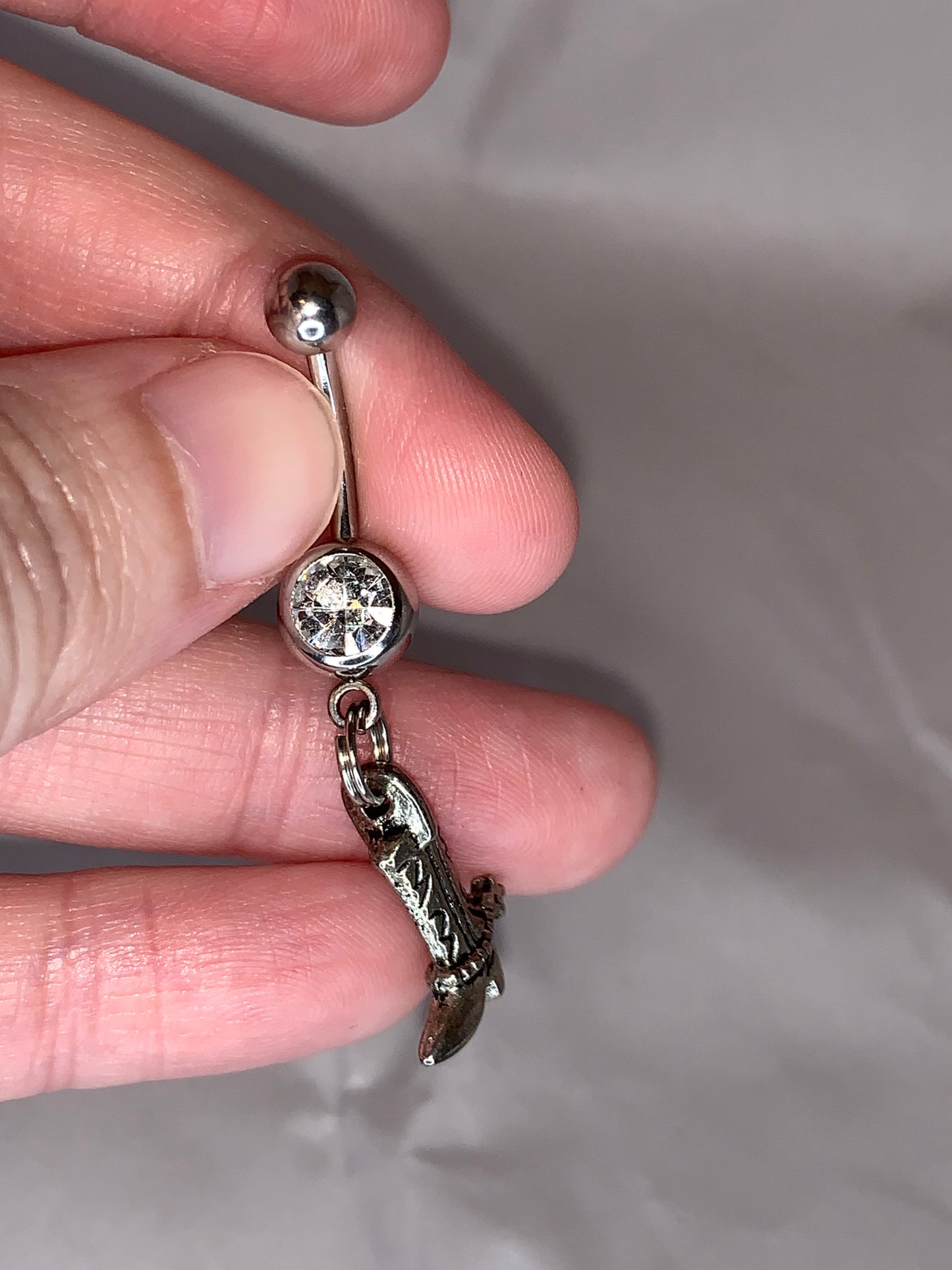 Boot With Spur Dangle Belly Ring