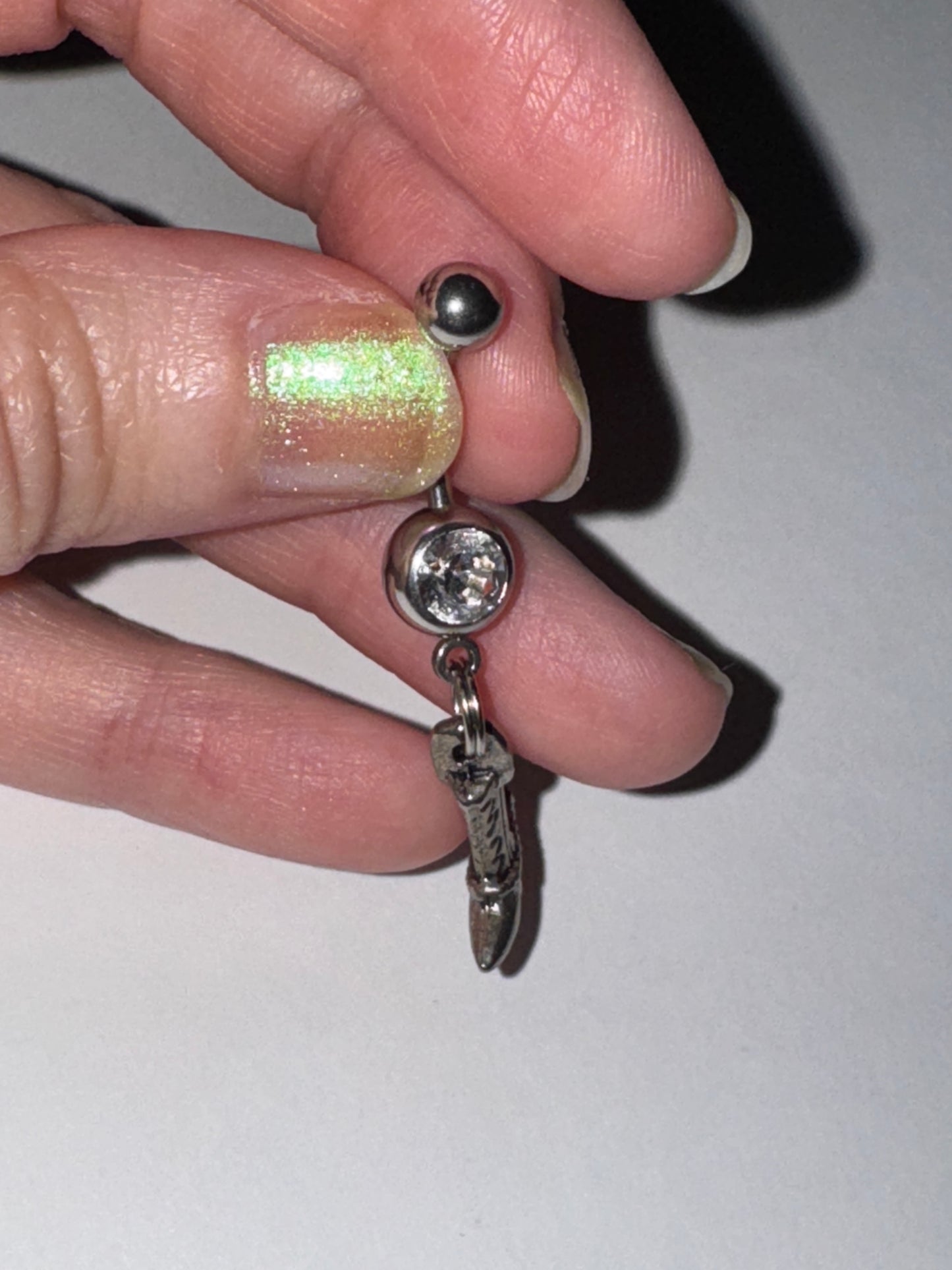 Boot With Spur Dangle Belly Ring