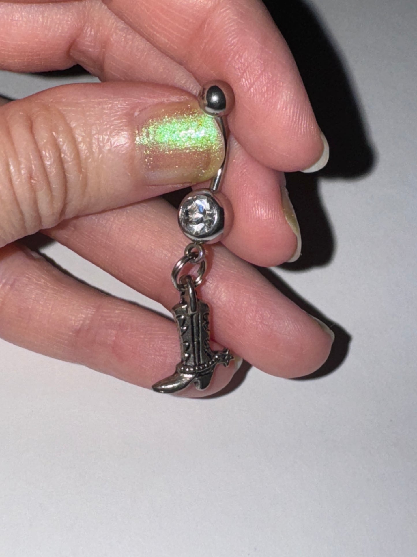 Boot With Spur Dangle Belly Ring