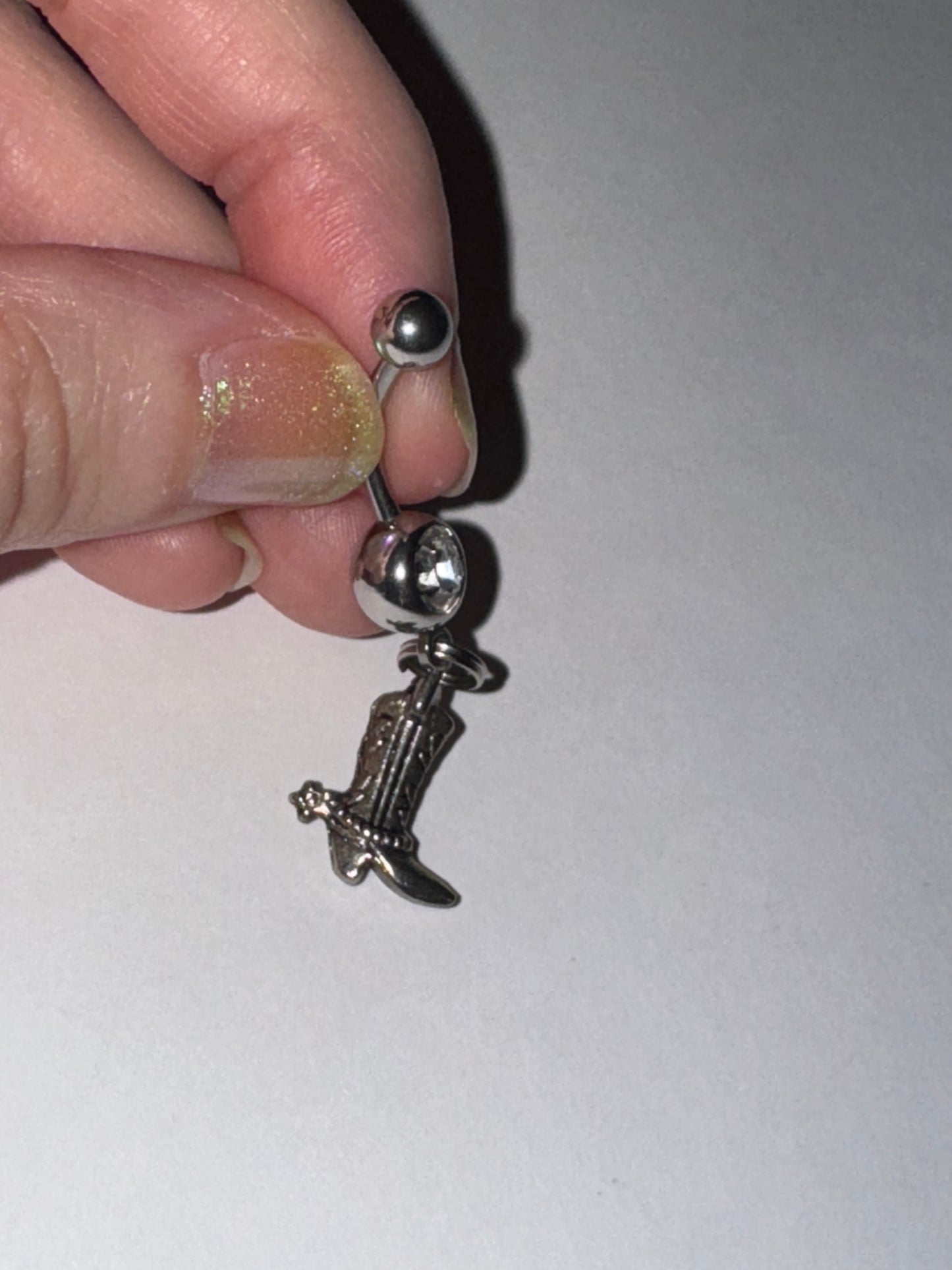 Boot With Spur Dangle Belly Ring