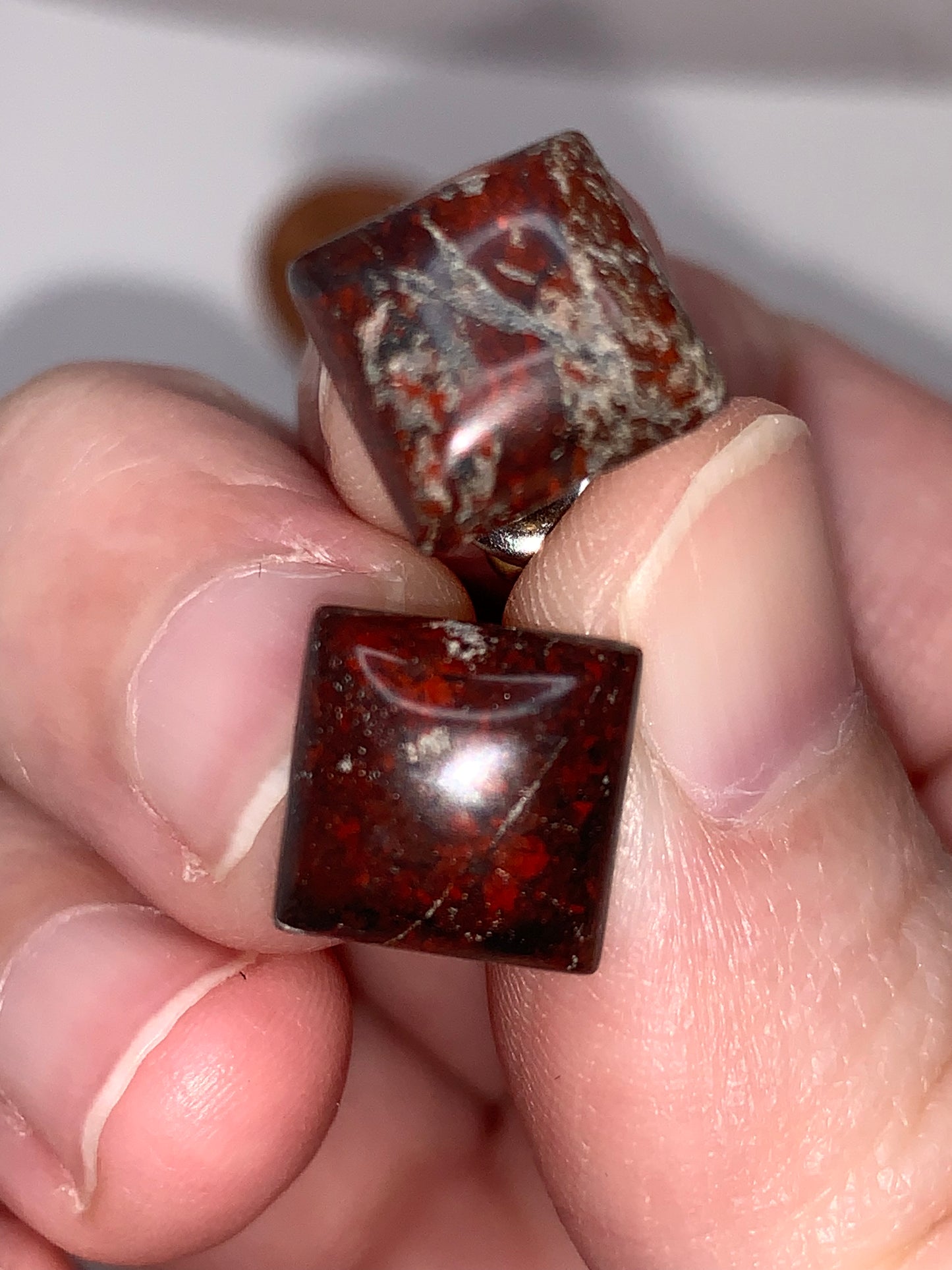 Brecciated Jasper Square Post Earrings