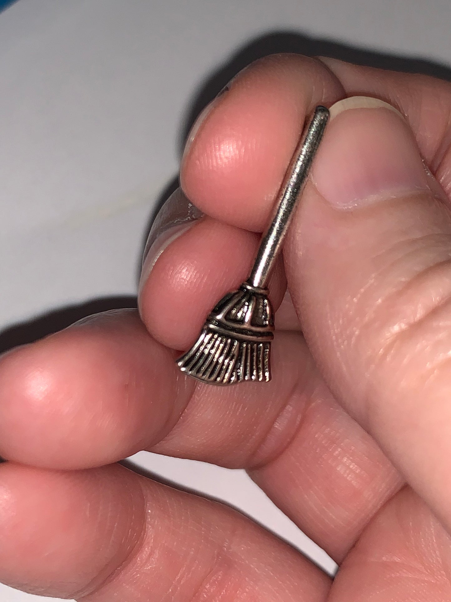 Cute Pewter Witches Broom Charm
