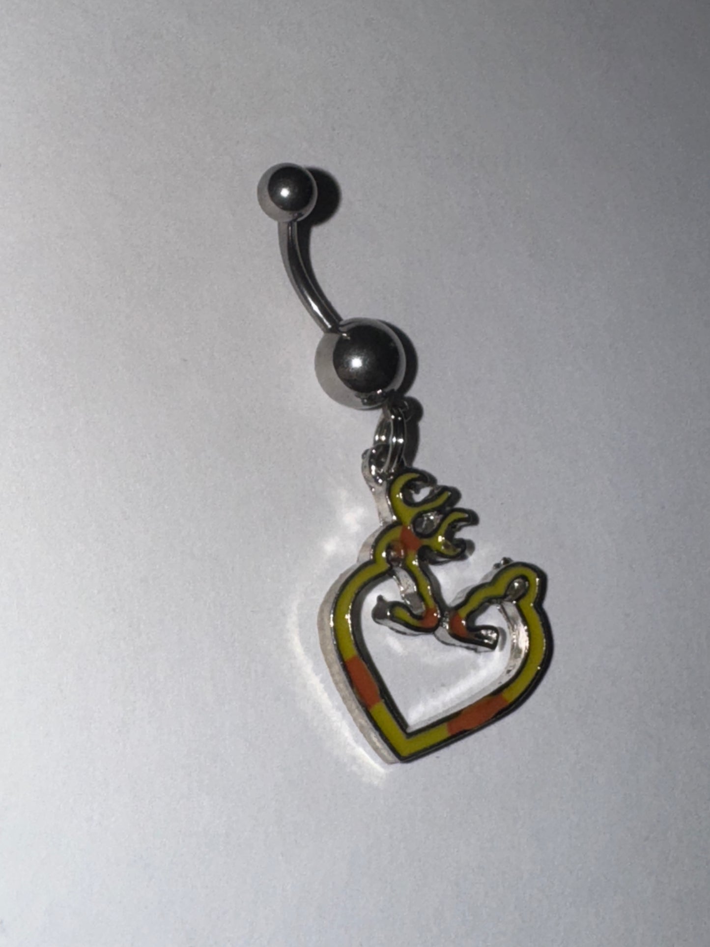 Yellow and Orange Buck and Doe Browning Dangle Belly Ring
