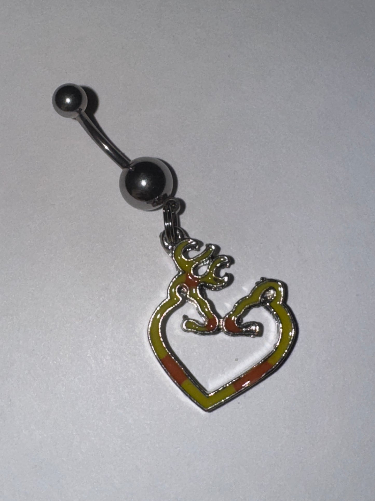 Yellow and Orange Buck and Doe Browning Dangle Belly Ring