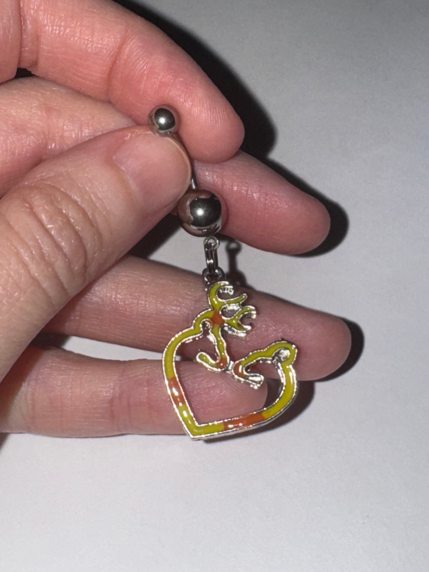 Yellow and Orange Buck and Doe Browning Dangle Belly Ring