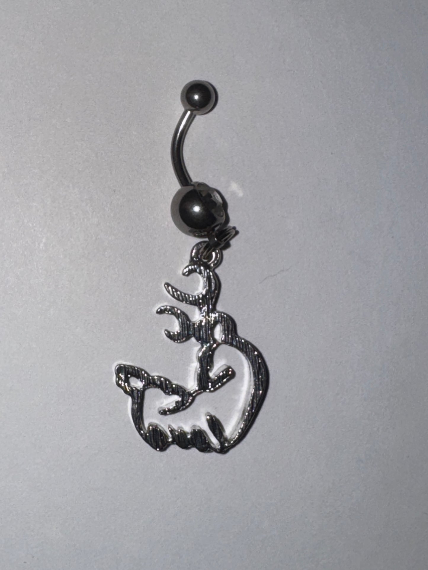 Navy Blue Buck and Doe Love Browning Dangle Belly Ring