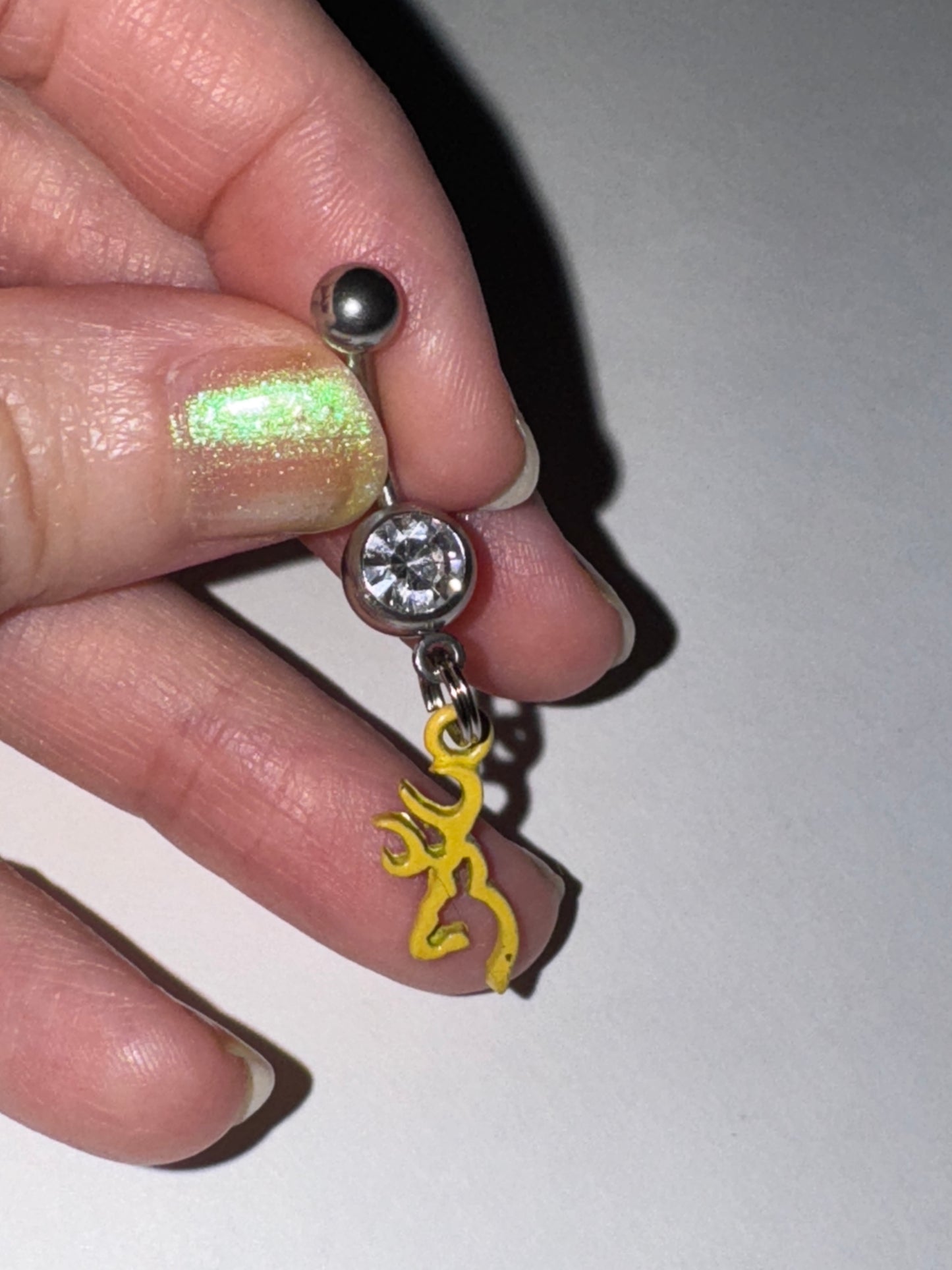 Yellow Browning Dangle Belly Ring