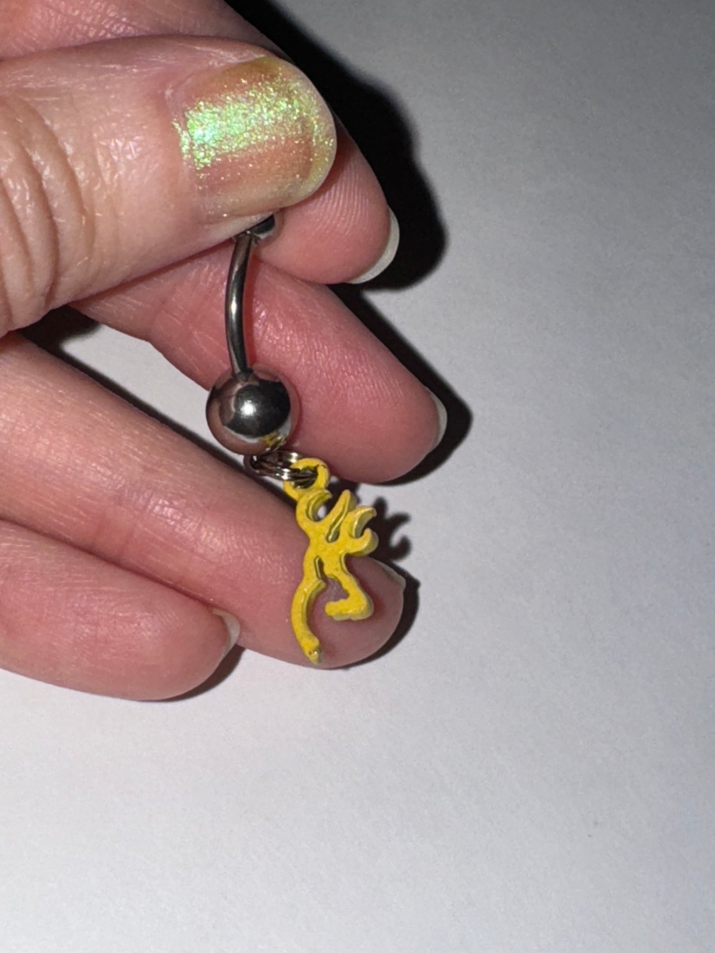 Yellow Browning Dangle Belly Ring