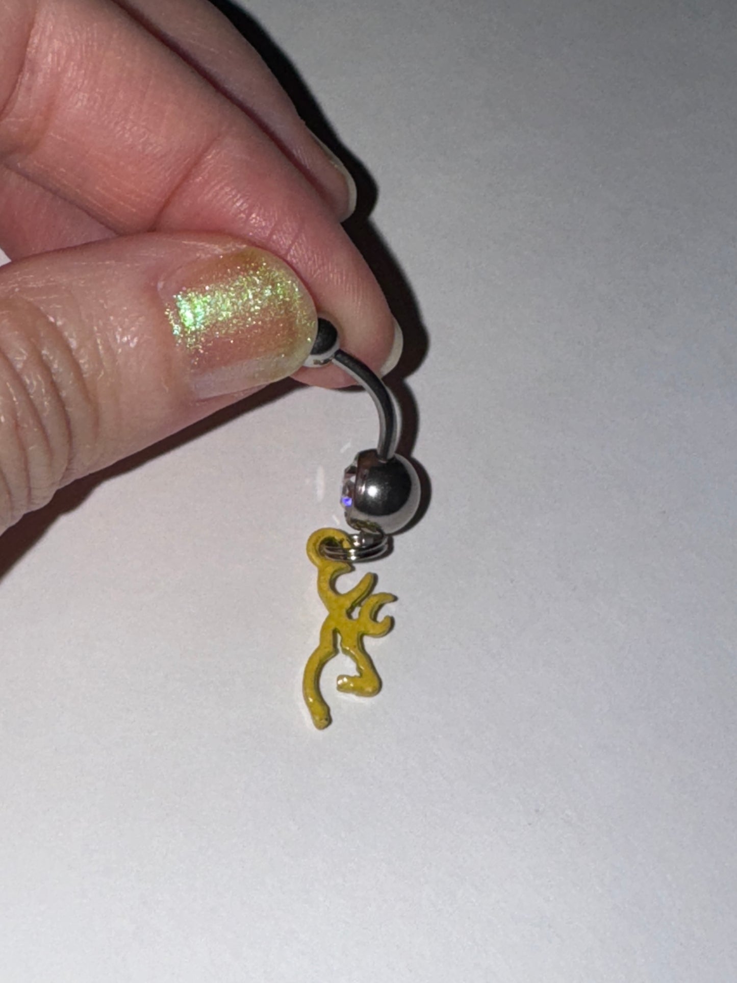 Yellow Browning Dangle Belly Ring