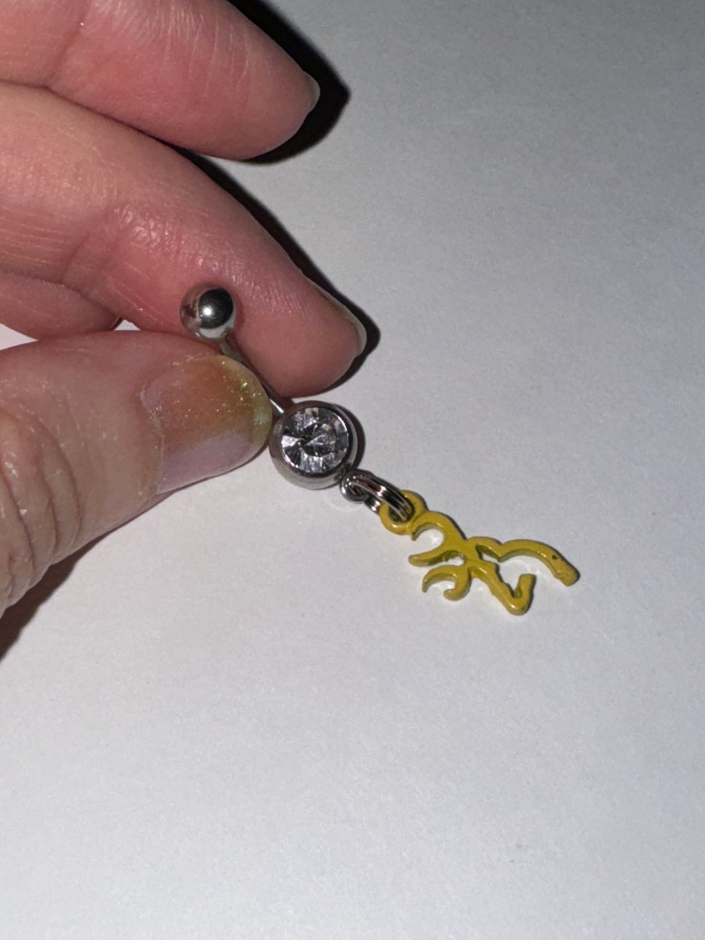 Yellow Browning Dangle Belly Ring