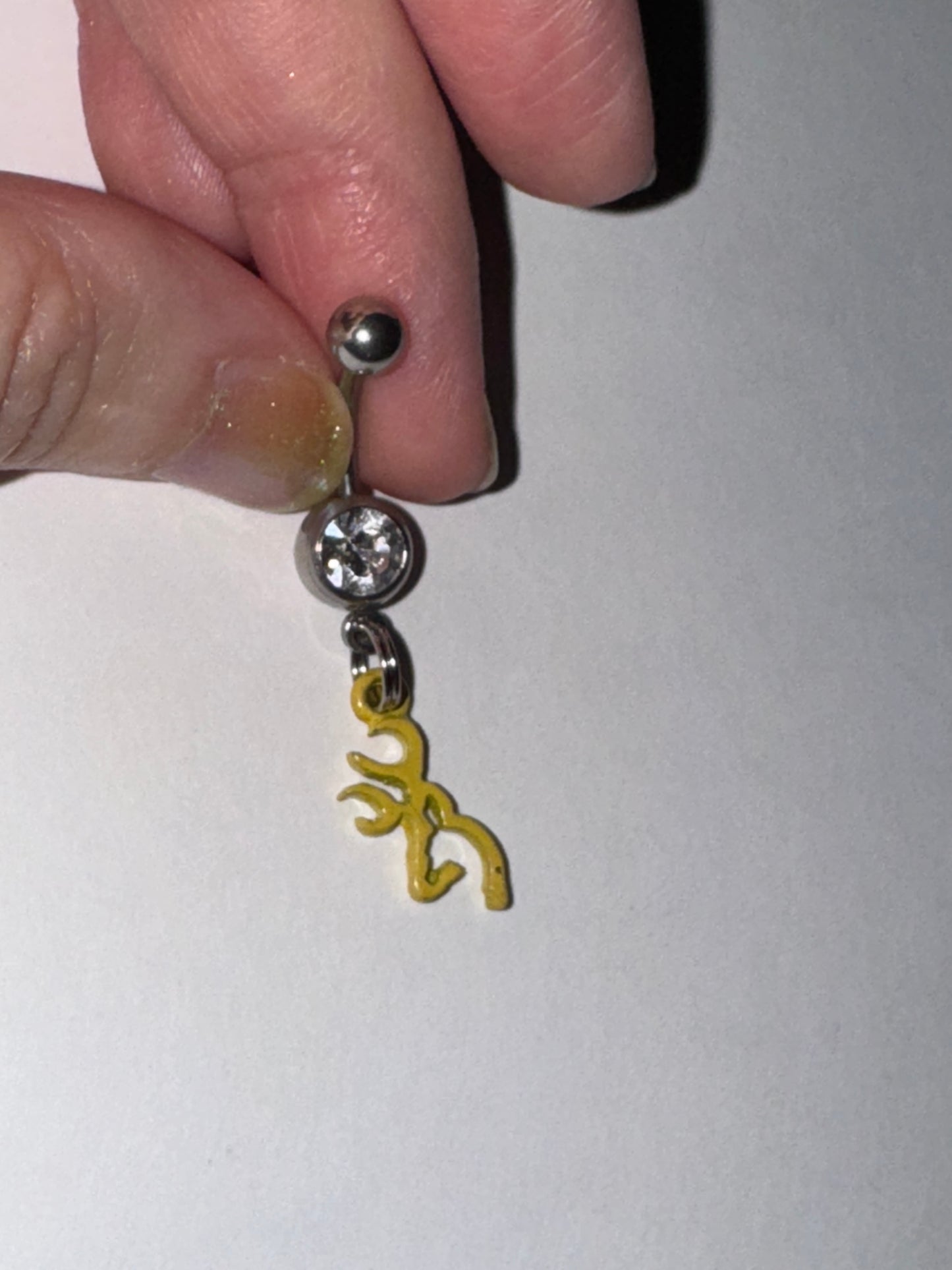 Yellow Browning Dangle Belly Ring