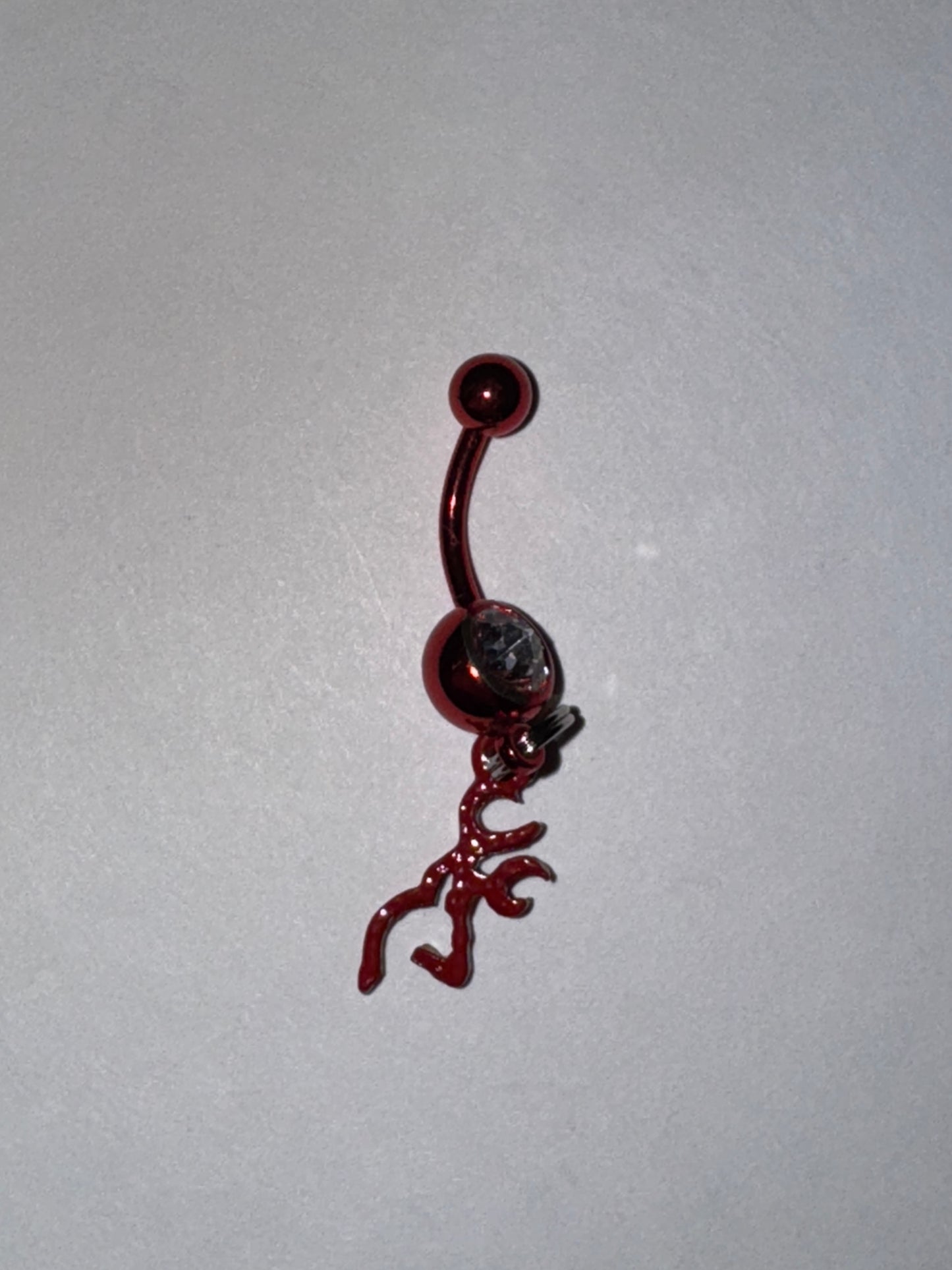 Red Titanium Browning Dangle Belly Ring