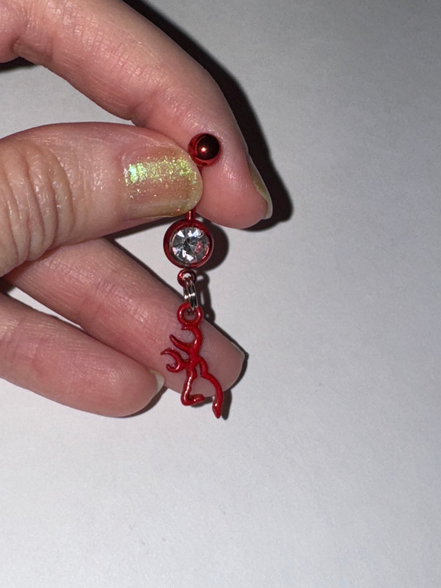 Red Titanium Browning Dangle Belly Ring