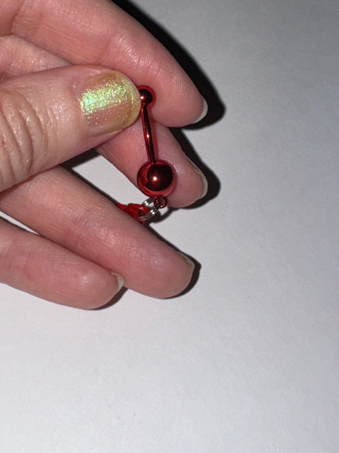 Red Titanium Browning Dangle Belly Ring