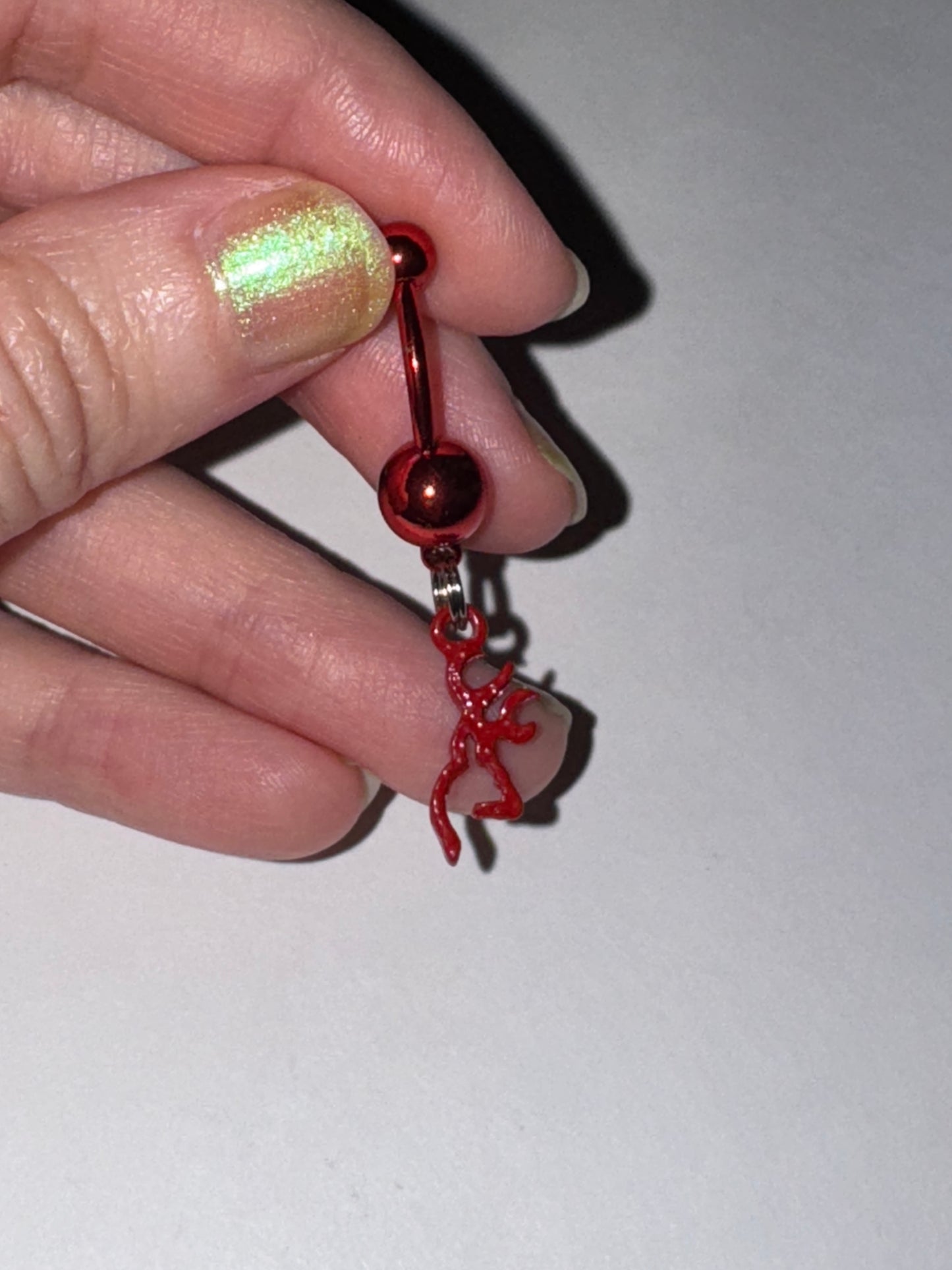 Red Titanium Browning Dangle Belly Ring