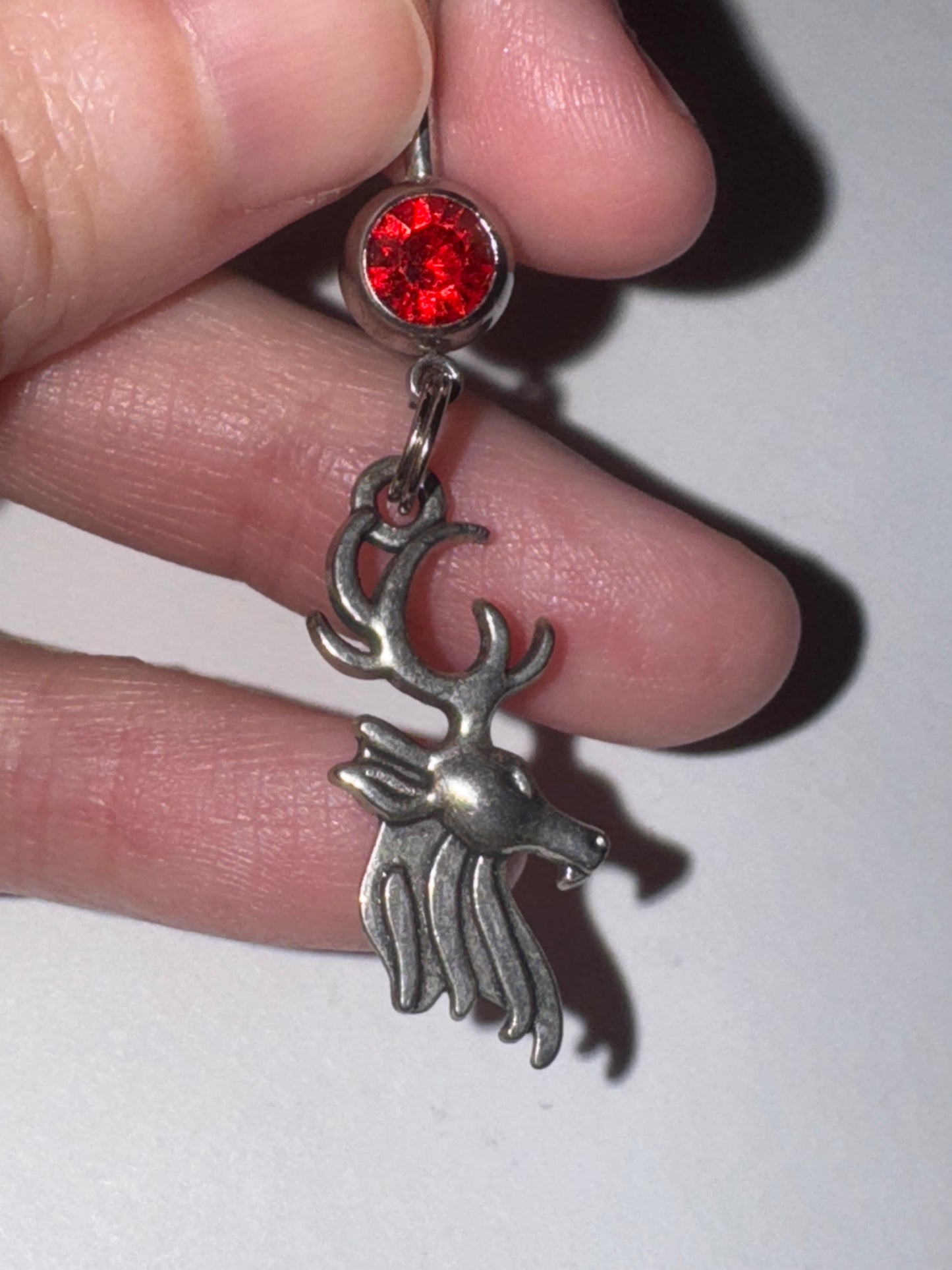 Buck Head Red Gem Dangle Belly Ring
