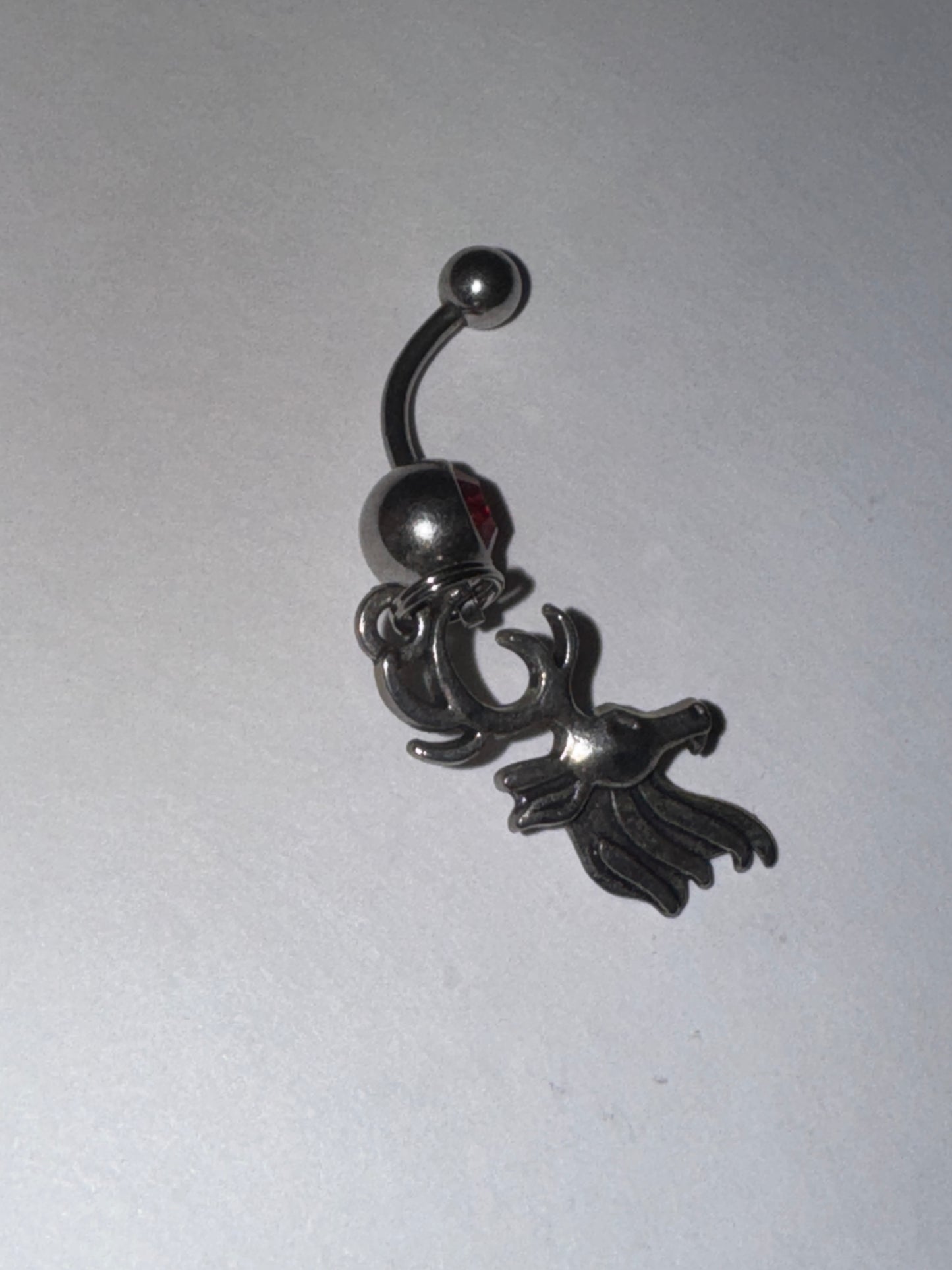 Buck Head Red Gem Dangle Belly Ring