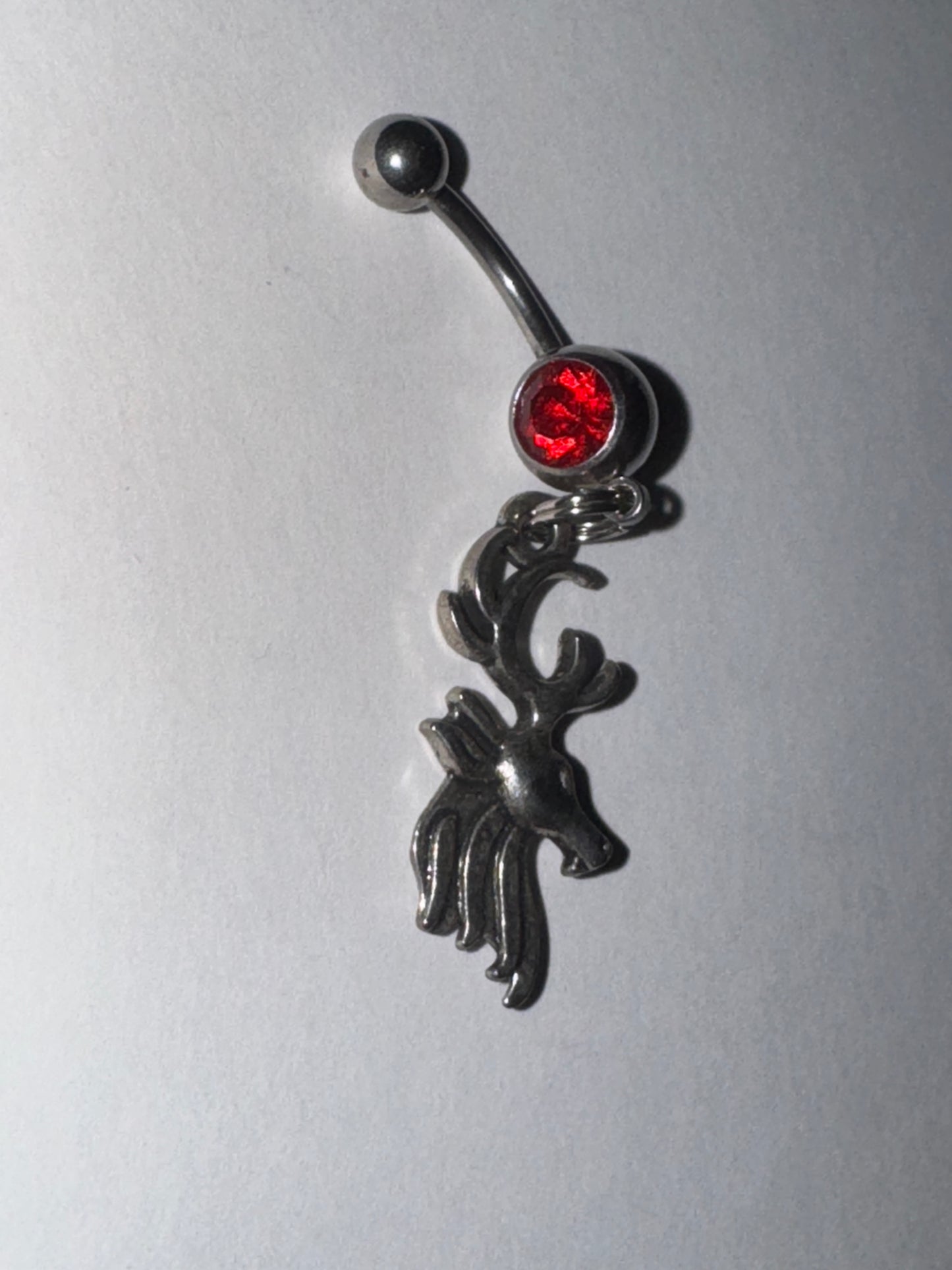 Buck Head Red Gem Dangle Belly Ring