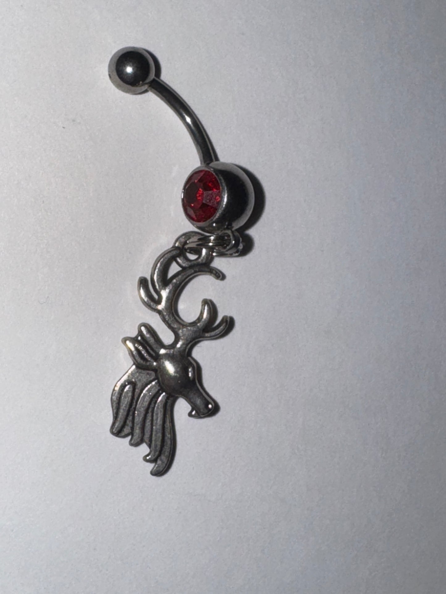 Buck Head Red Gem Dangle Belly Ring
