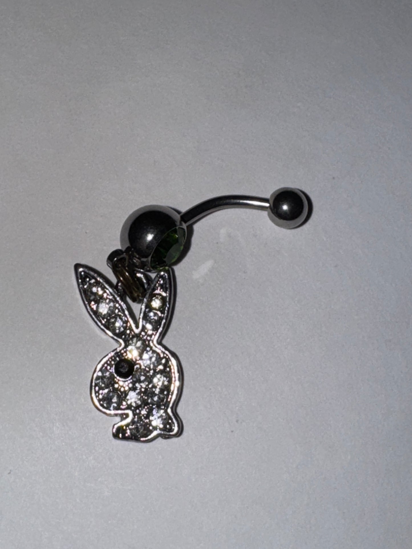 Clear Rhinestone Play boy-looking Bunny Dangle Belly Ring