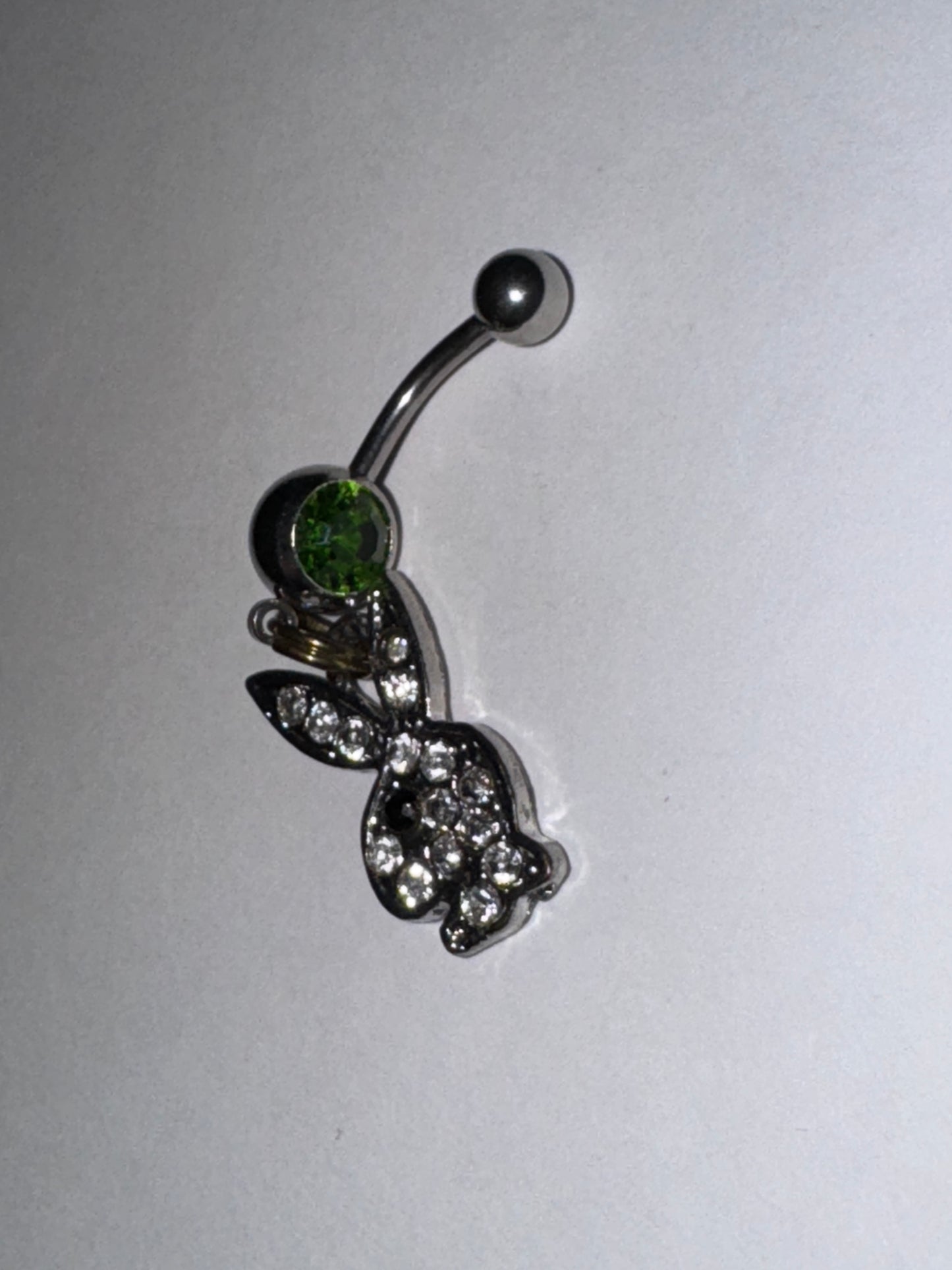 Clear Rhinestone Play boy-looking Bunny Dangle Belly Ring