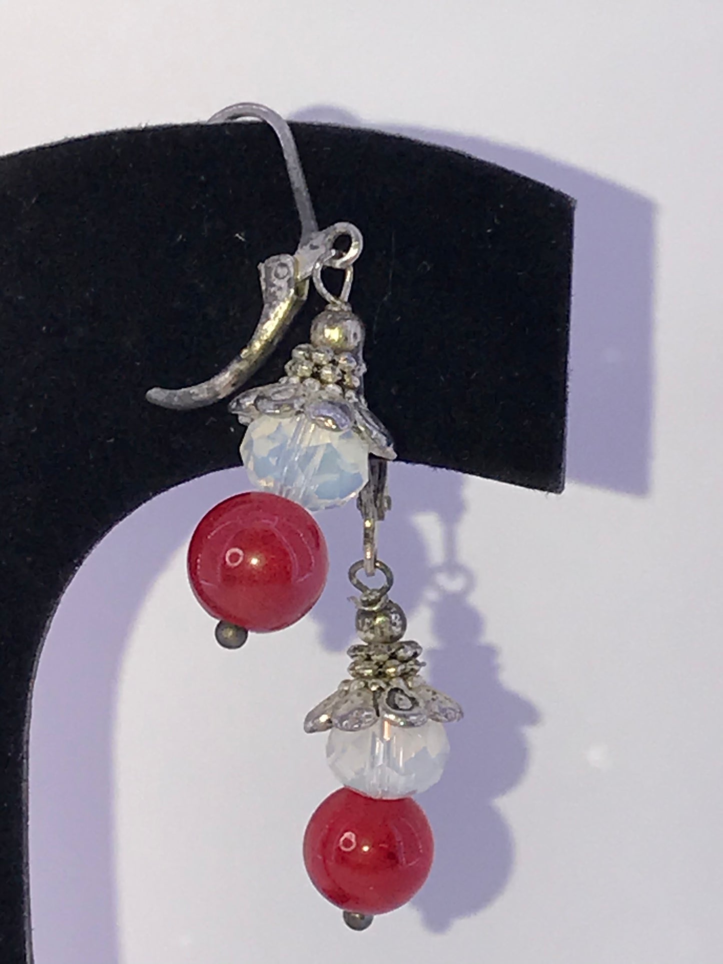 Carnelian and Opalite Lever-back Earrings