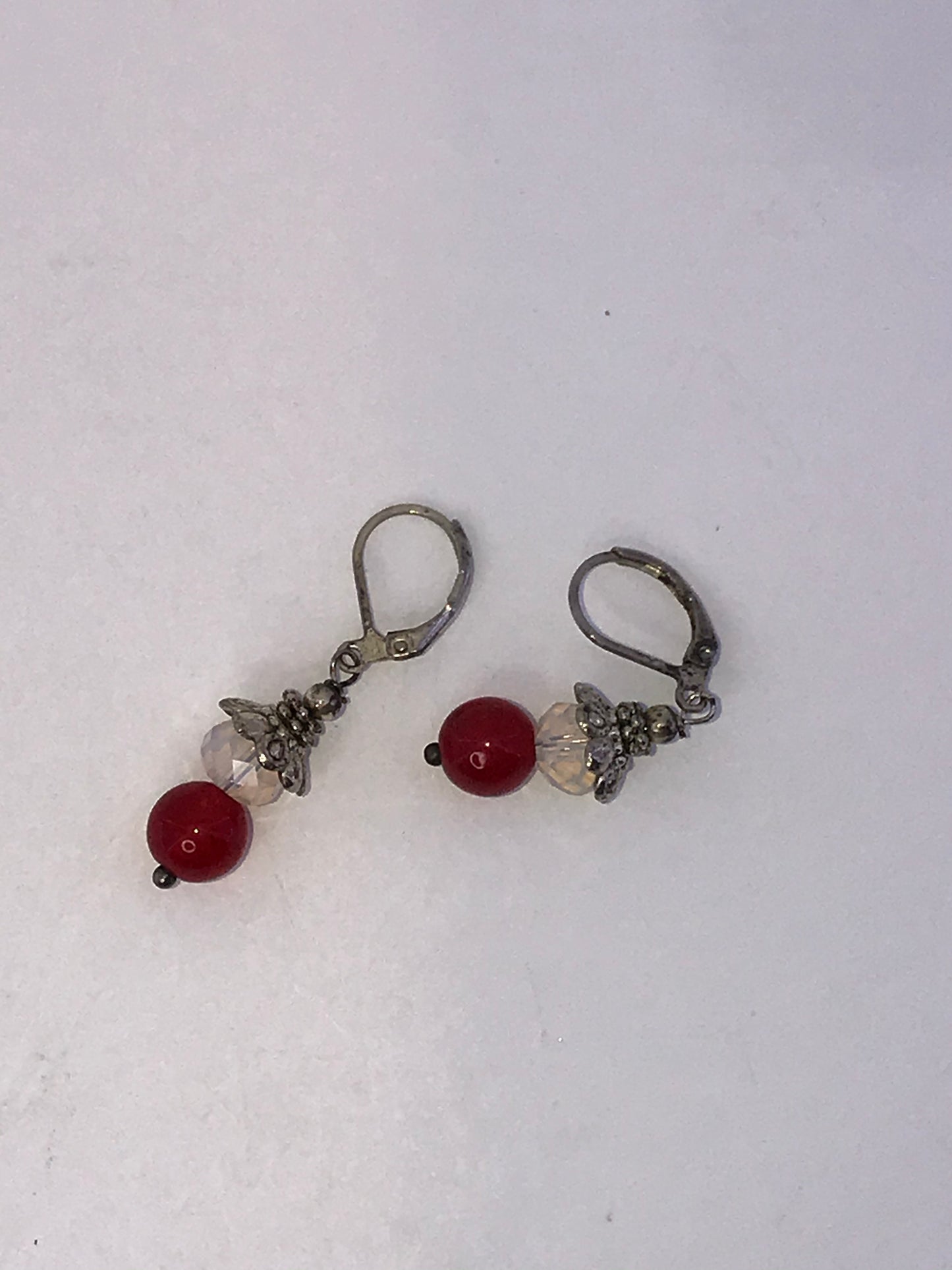 Carnelian and Opalite Lever-back Earrings