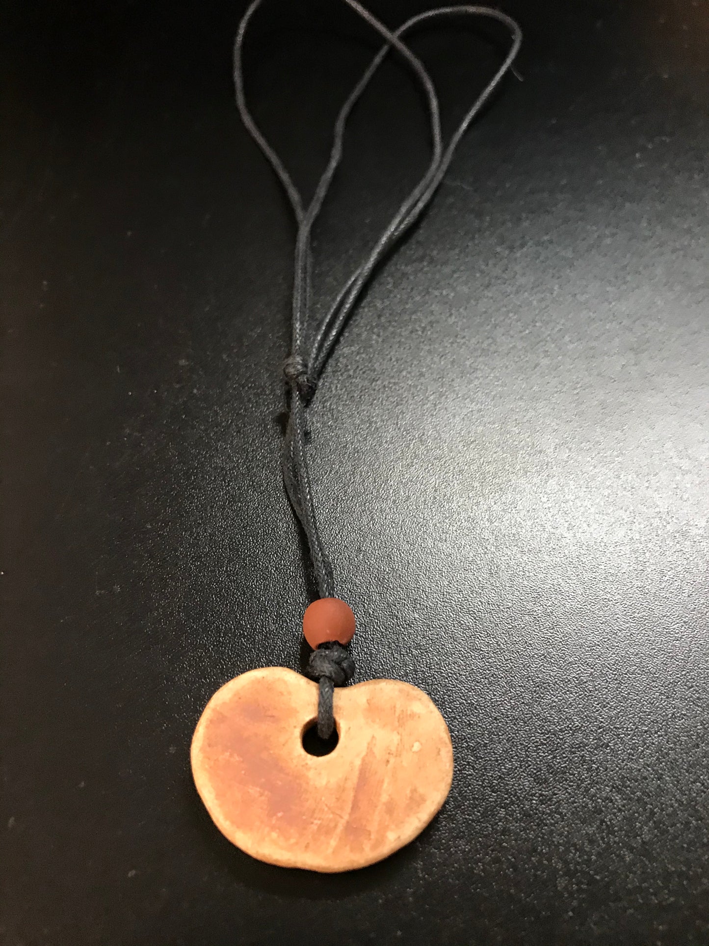 16-28" Long Brown Cord Necklace with Ceramic Focal Bead