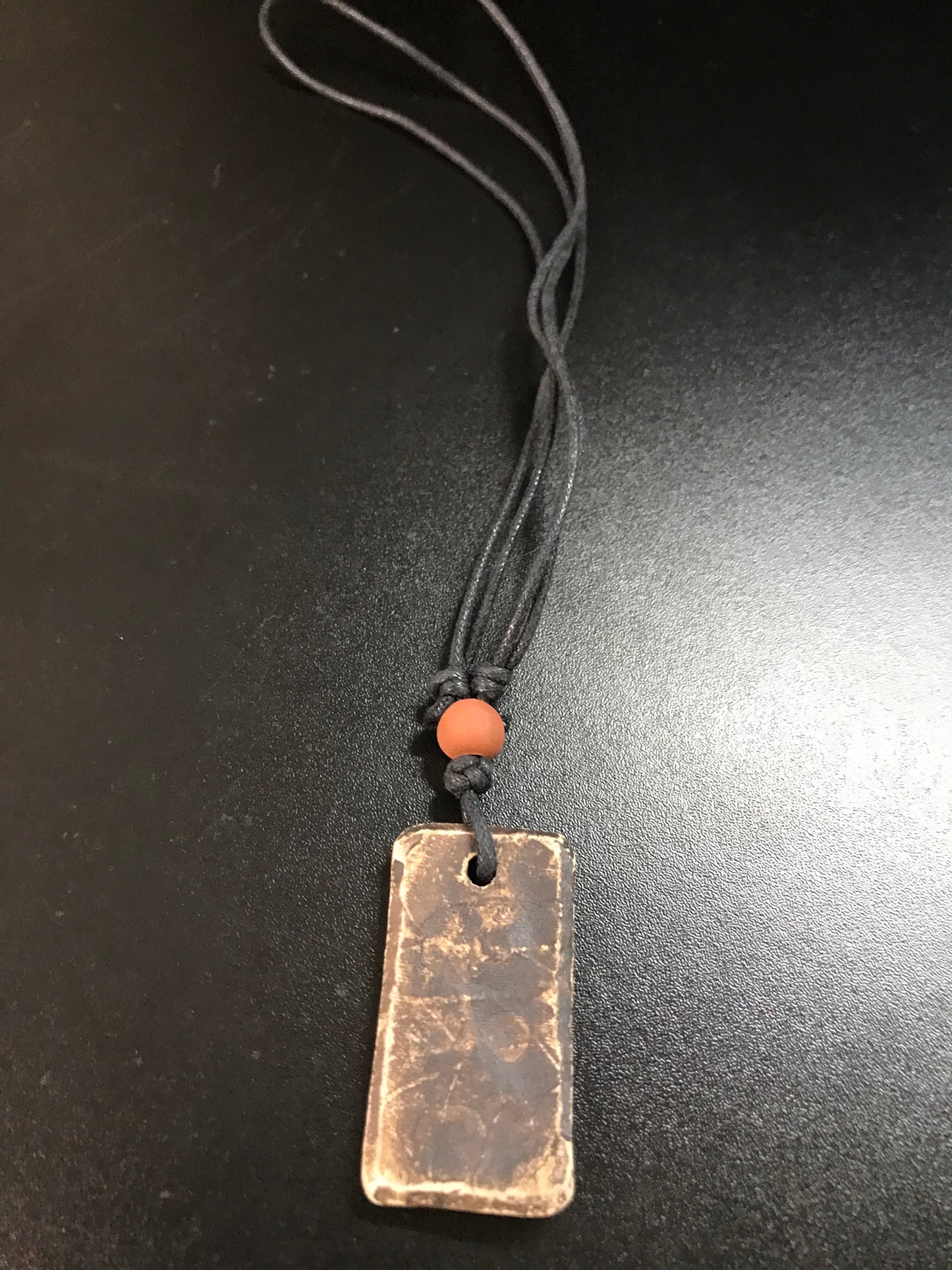 16-28" Long Brown Cord Necklace with Ceramic Focal Bead