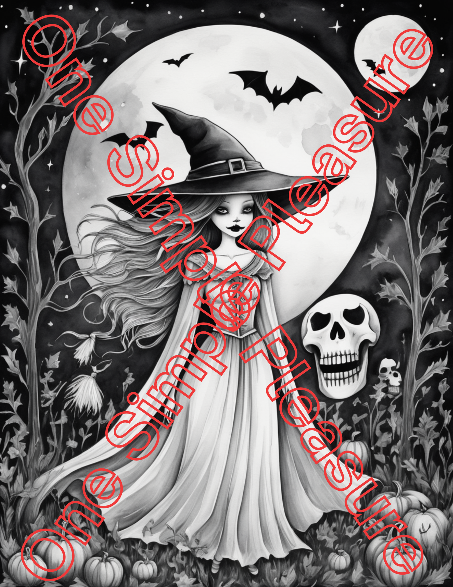 Witch and Halloween Coloring Pages, 33 pages