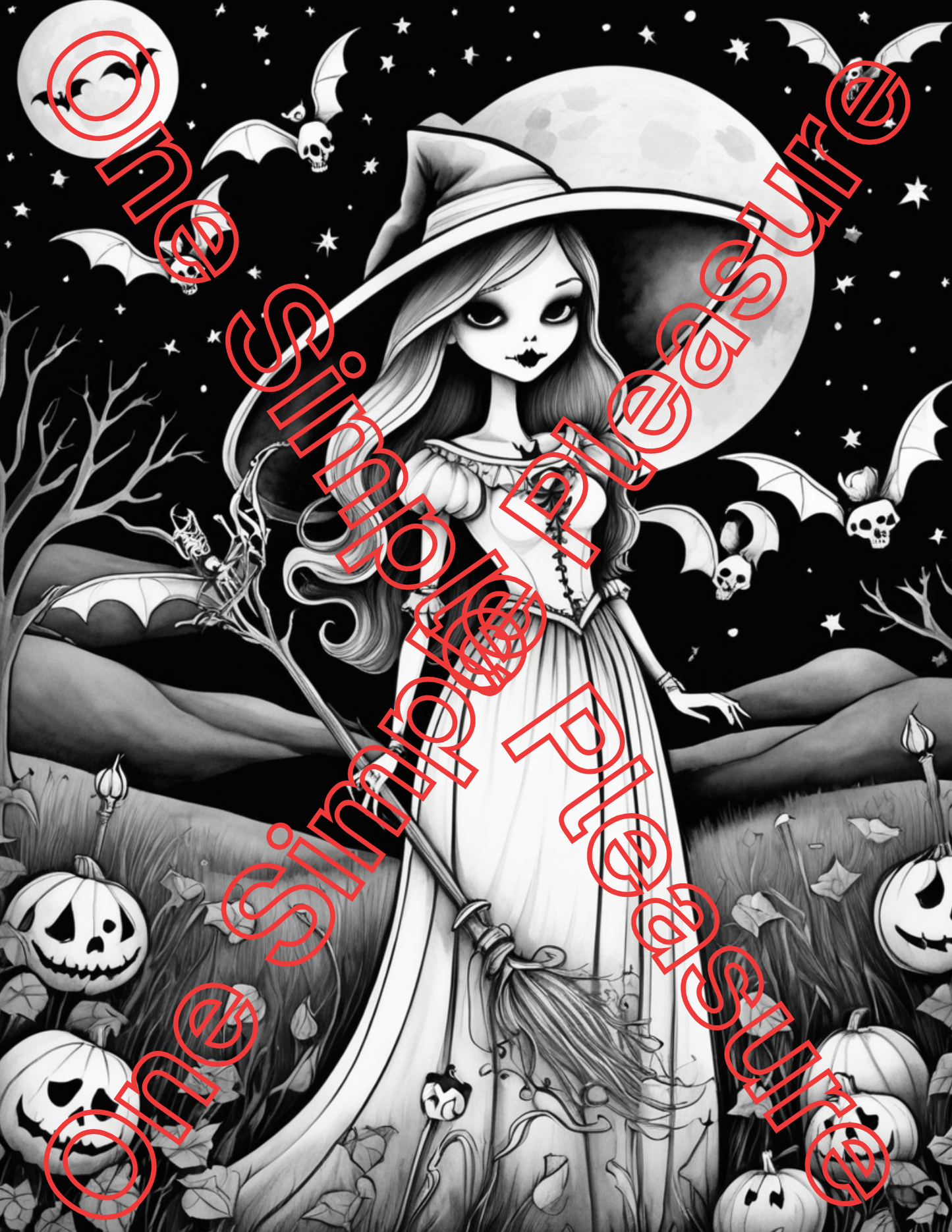 Witch and Halloween Coloring Pages, 33 pages