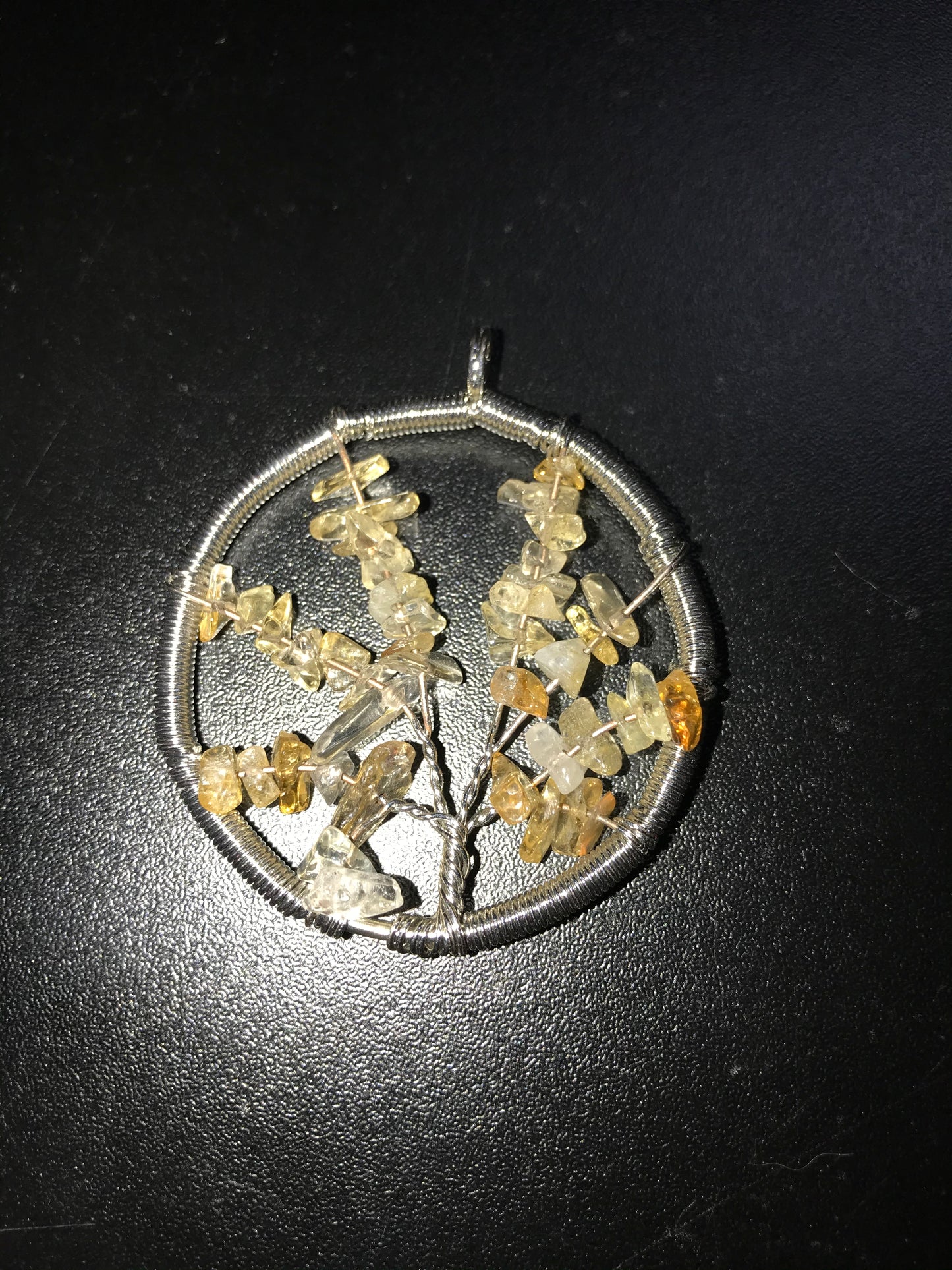 2 1/8" Natural Citrine Gemstone Tree Of Life Wire Wrap Pendant